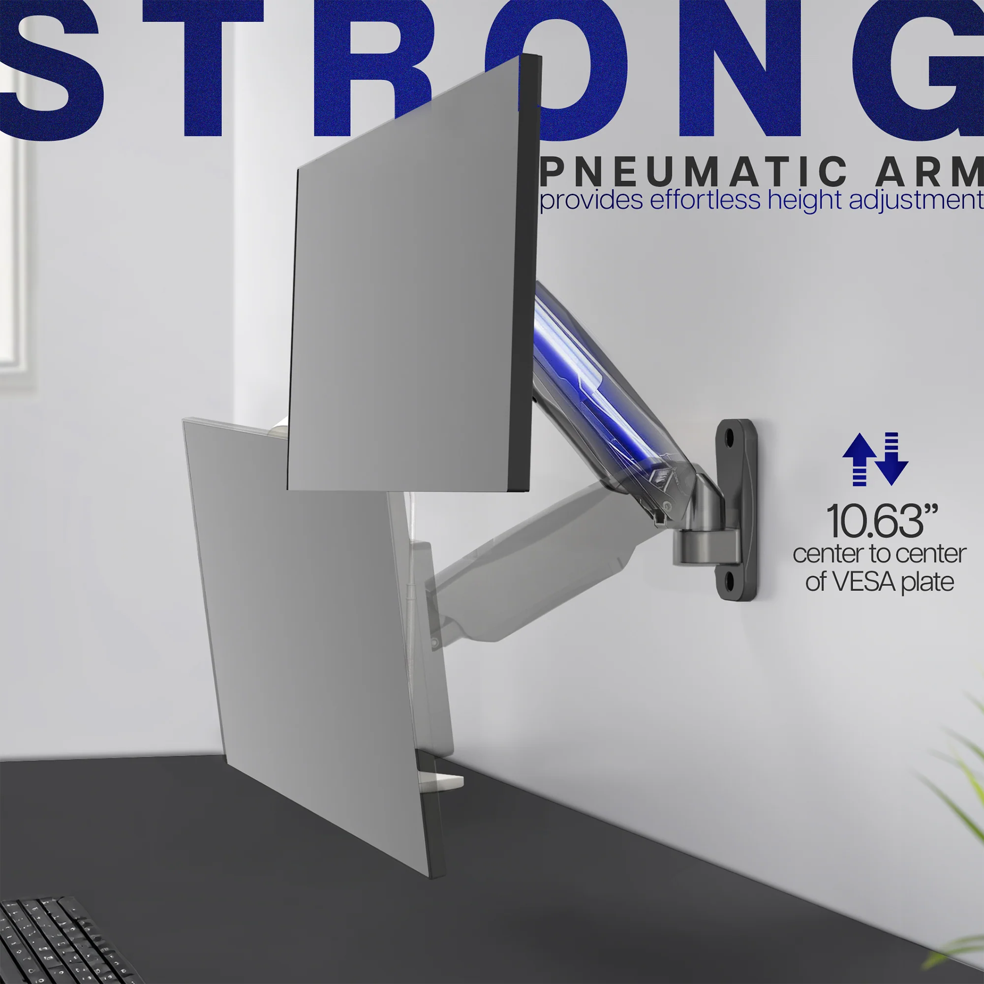 Pneumatic Arm Single 17" to 32" Monitor Wall Mount - Image 3