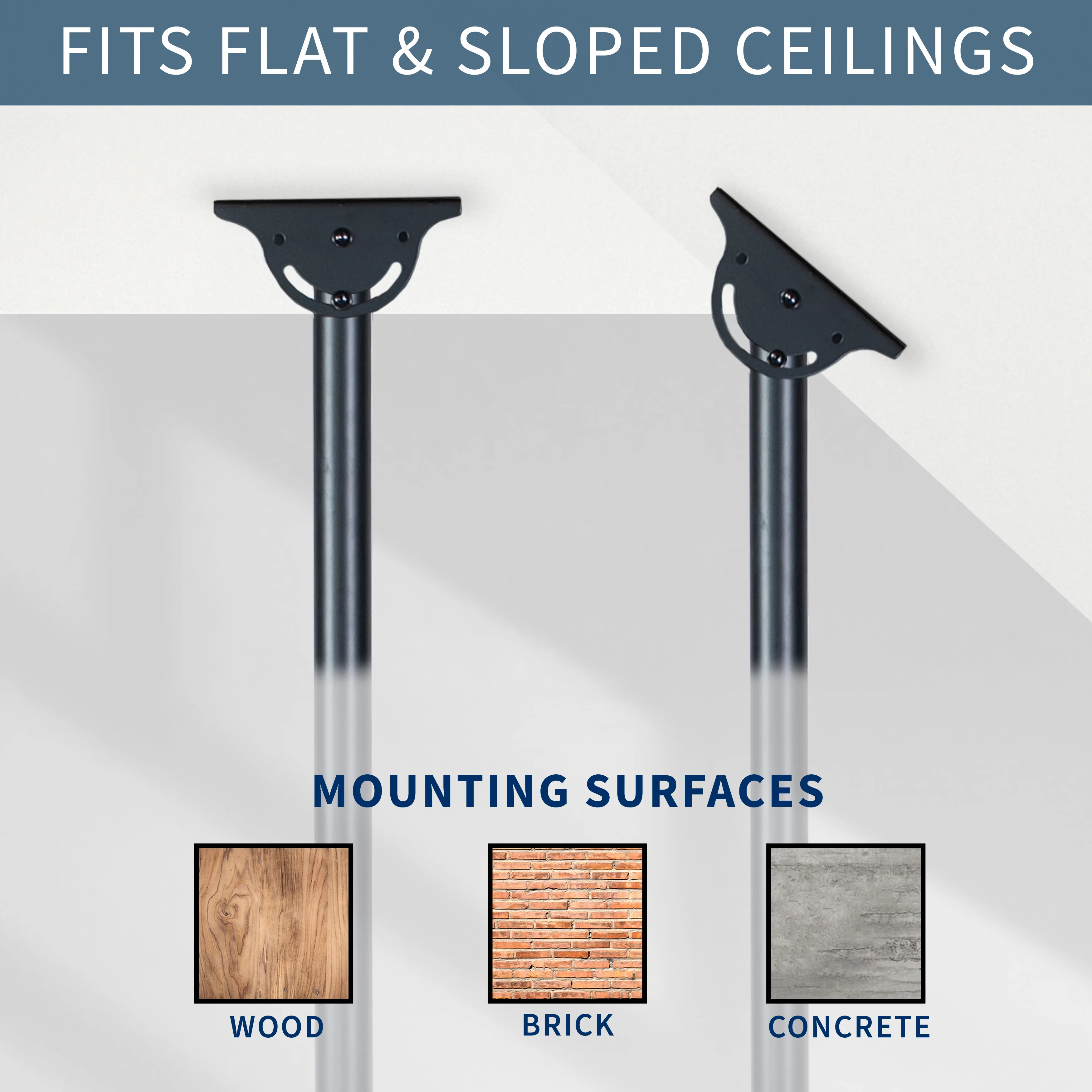 Large 37” to 90” TV Ceiling Mount with Extension Pole - Image 4