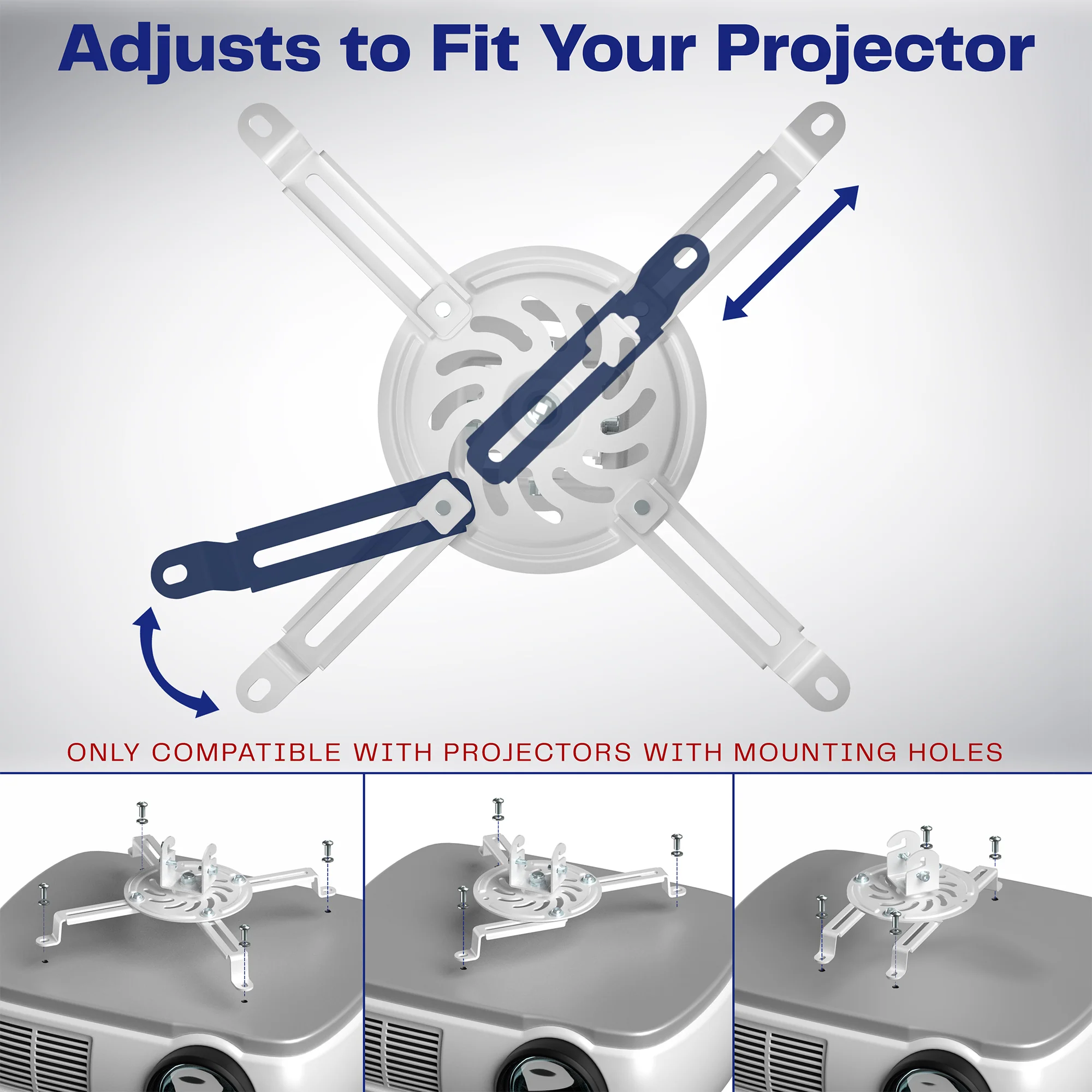 White Drop Ceiling Projector Mount with Scissor Clamp - Image 6