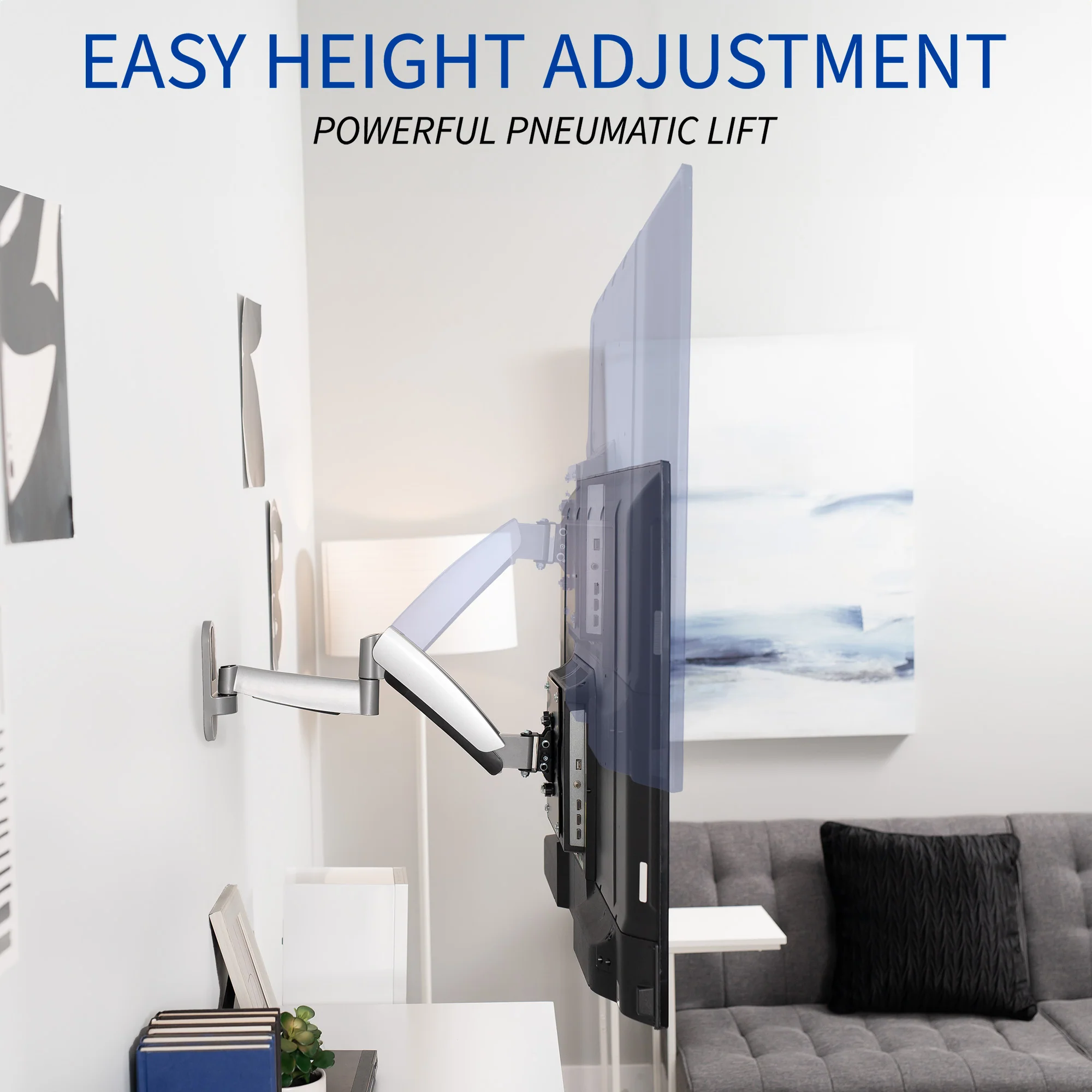 Silver Pneumatic Arm Wall Mount for 26" to 55" TVs - Image 3