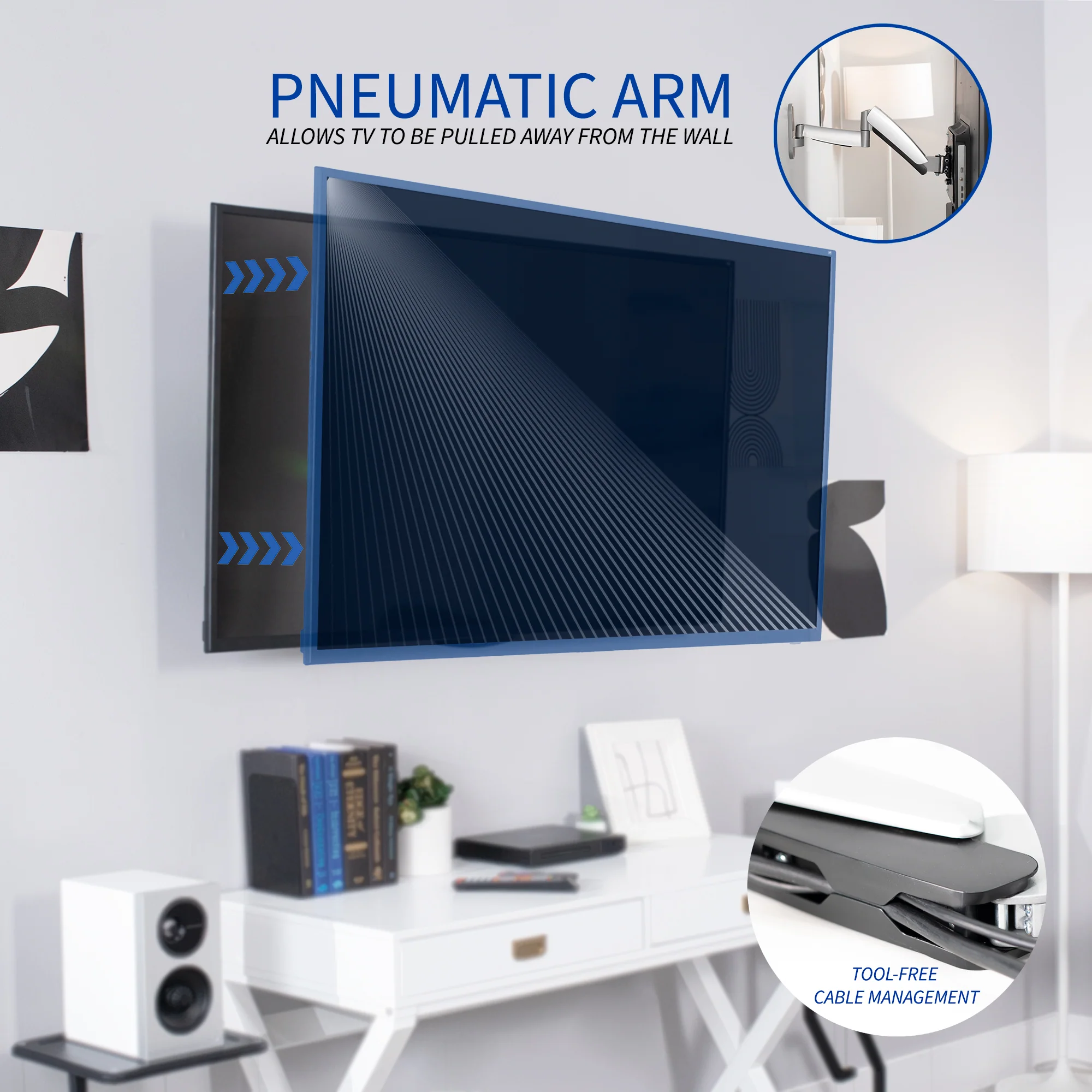 Silver Pneumatic Arm Wall Mount for 26" to 55" TVs - Image 7
