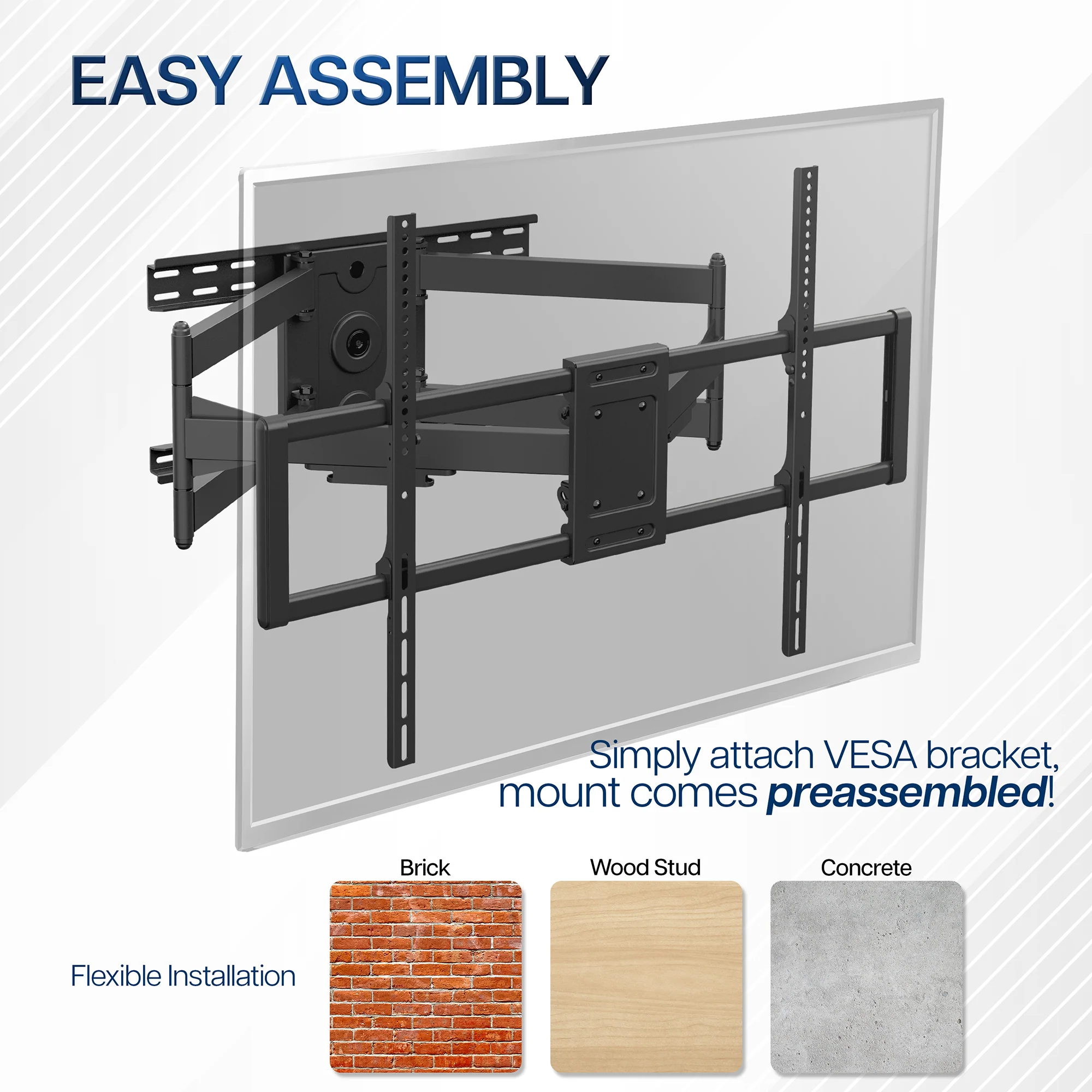 Full Motion Extra Large 60" to 120" TV Wall Mount with Long Arm - Image 9