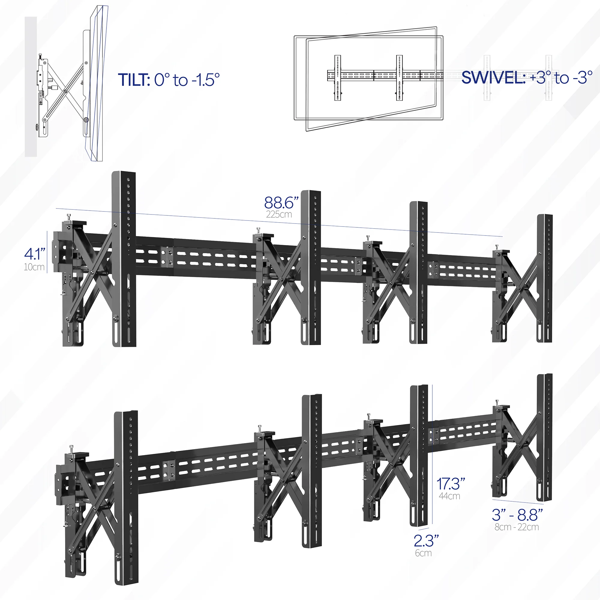 Pop-Out 2x2 Video Wall Mounts for 37” to 65” TVs - Image 6