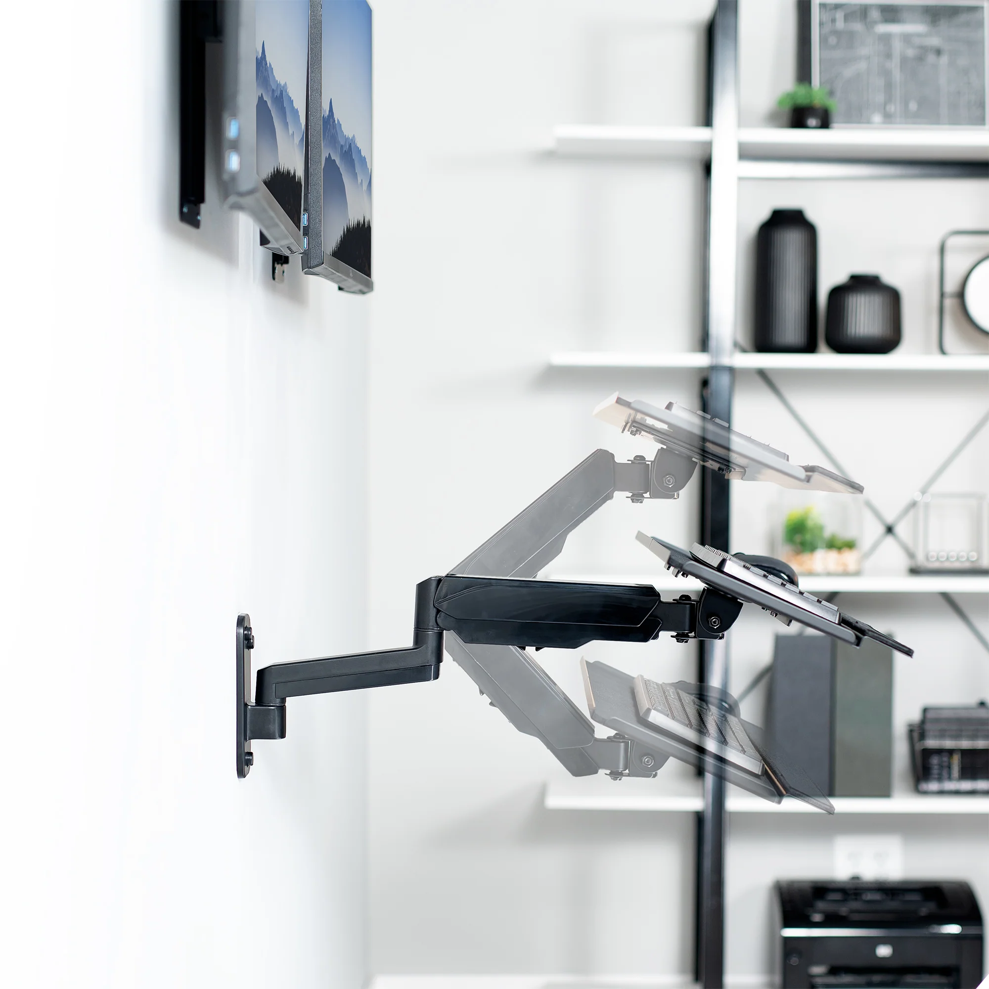 Dual 17” to 32” Monitor Wall Mounts + Keyboard Tray Wall Mount - Image 6