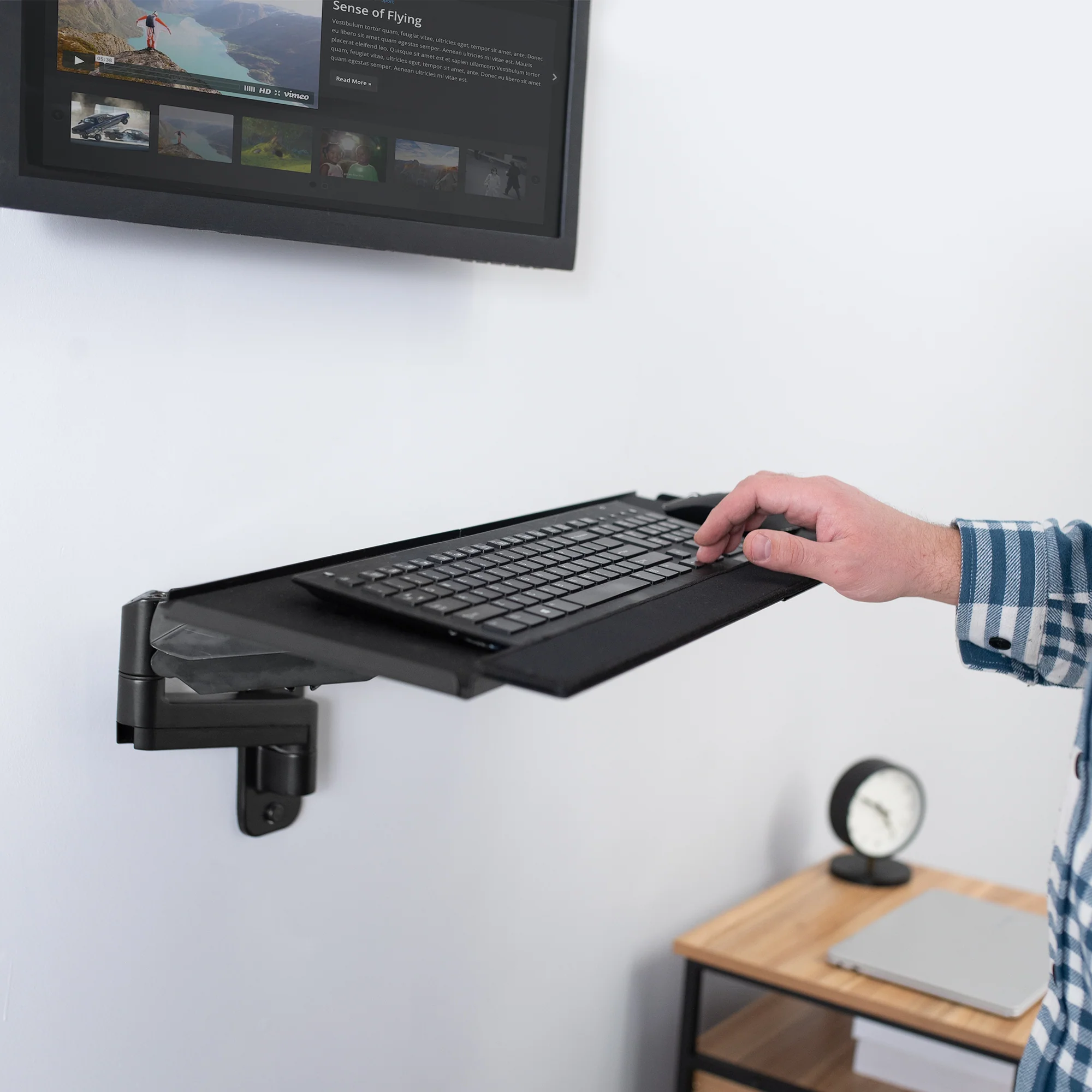 Dual 17” to 32” Monitor Wall Mounts + Keyboard Tray Wall Mount - Image 9