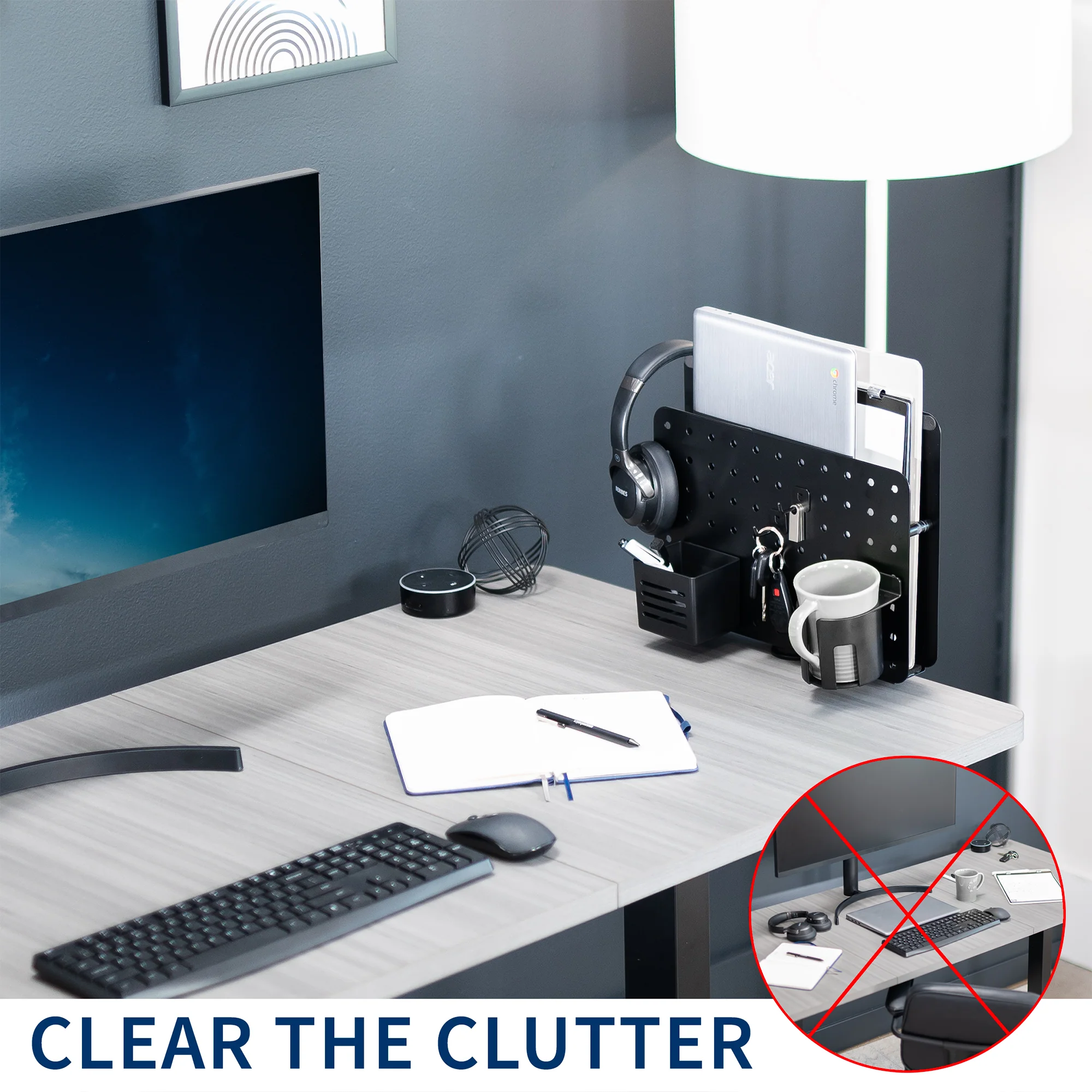 Clamp-on Rotating Pegboard with Laptop Holder - Image 8