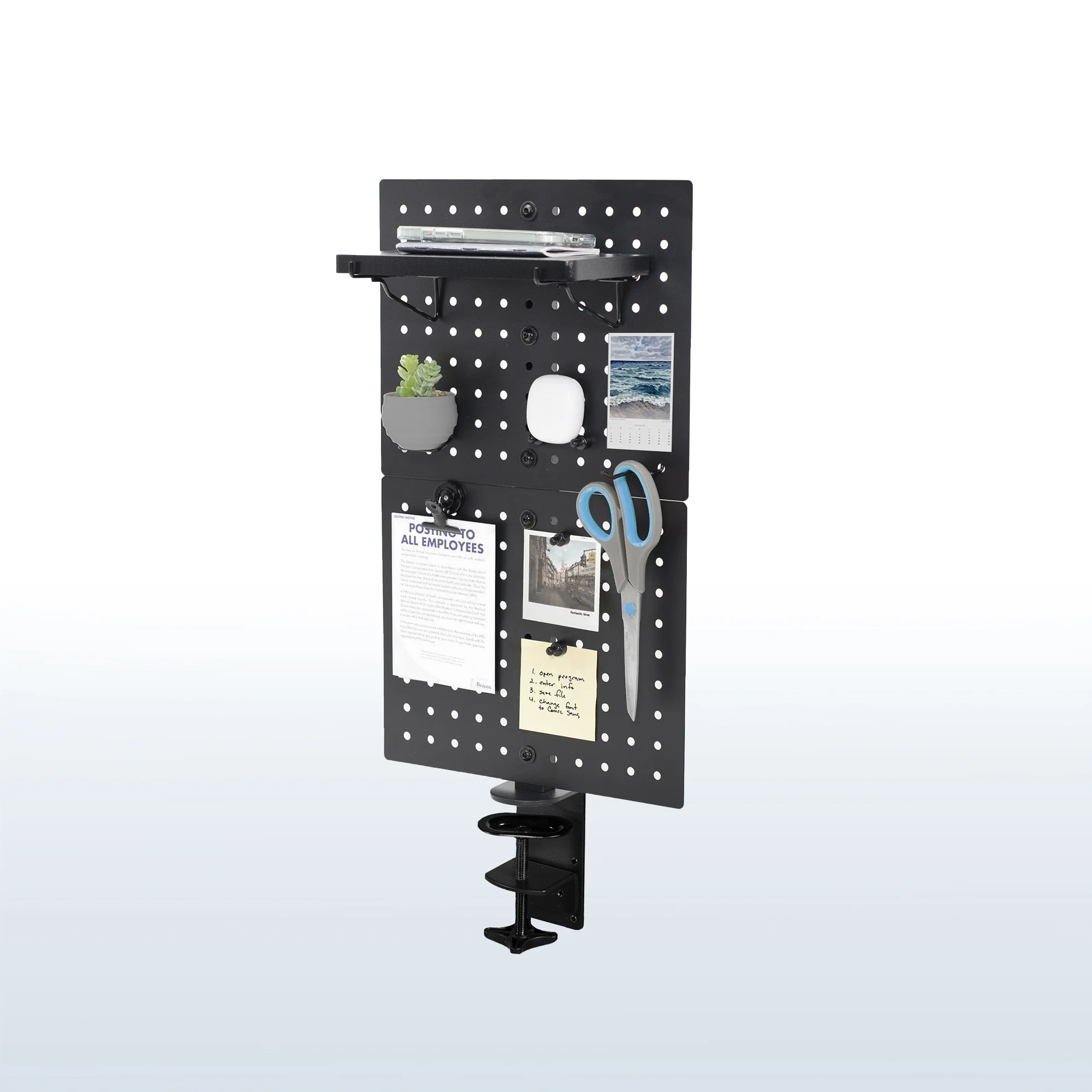 Clamp-on Desk Back Pegboard Panel & Accessory Holder