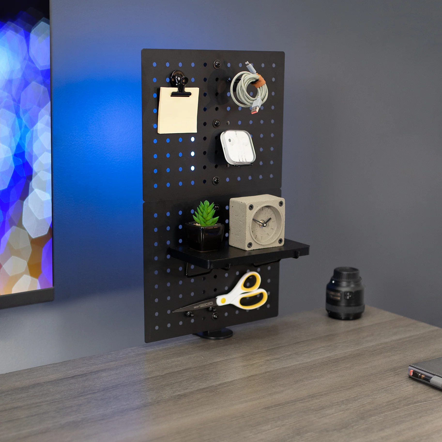 Clamp-on Desk Back Pegboard Panel & Accessory Holder - Image 2
