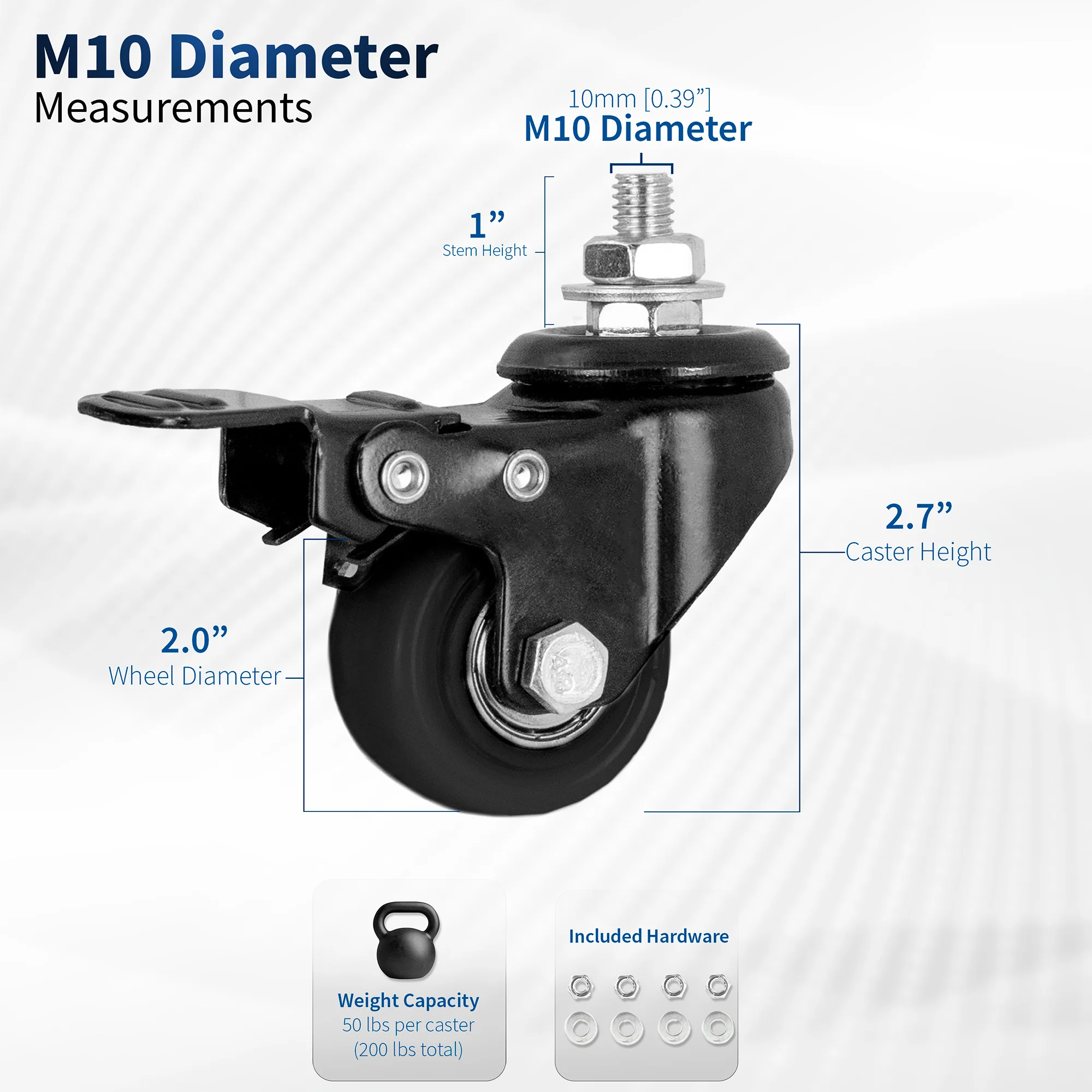 M10 Lockable Caster Wheels (Set of 4) - Image 3