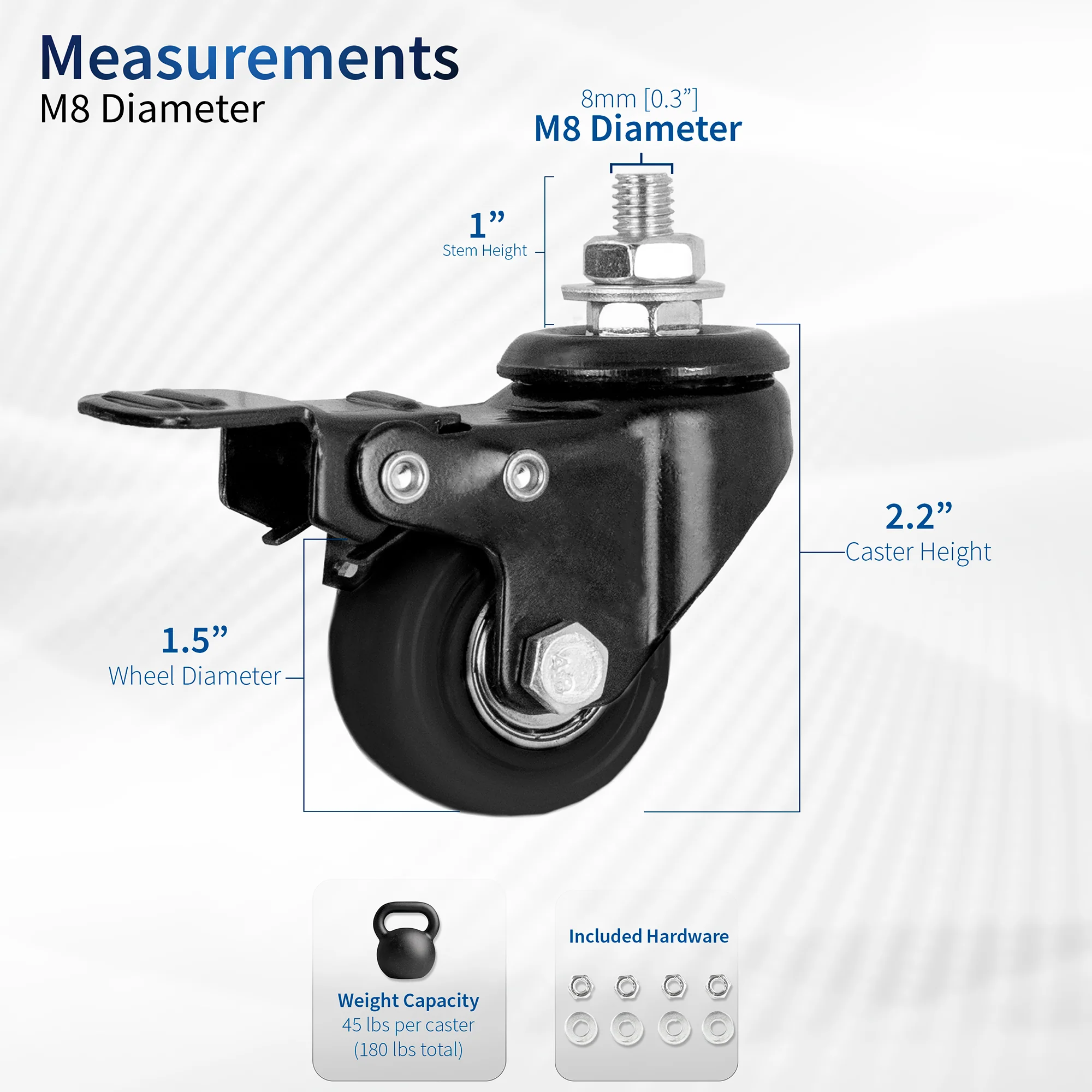 M8 Lockable Caster Wheels (Set of 4) - Image 3