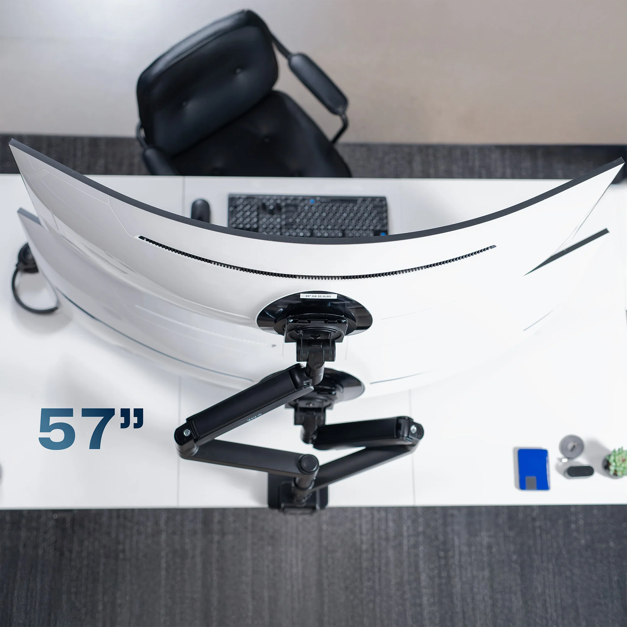 Pneumatic Arm Dual Ultrawide Monitor Desk Mount - Up to 57" Screens - Image 10