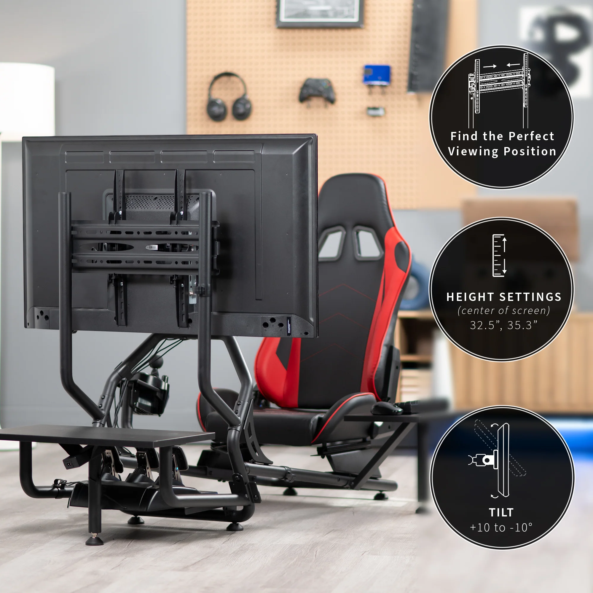 Racing Simulator Cockpit with TV Mount & Shelf Kit - Image 4
