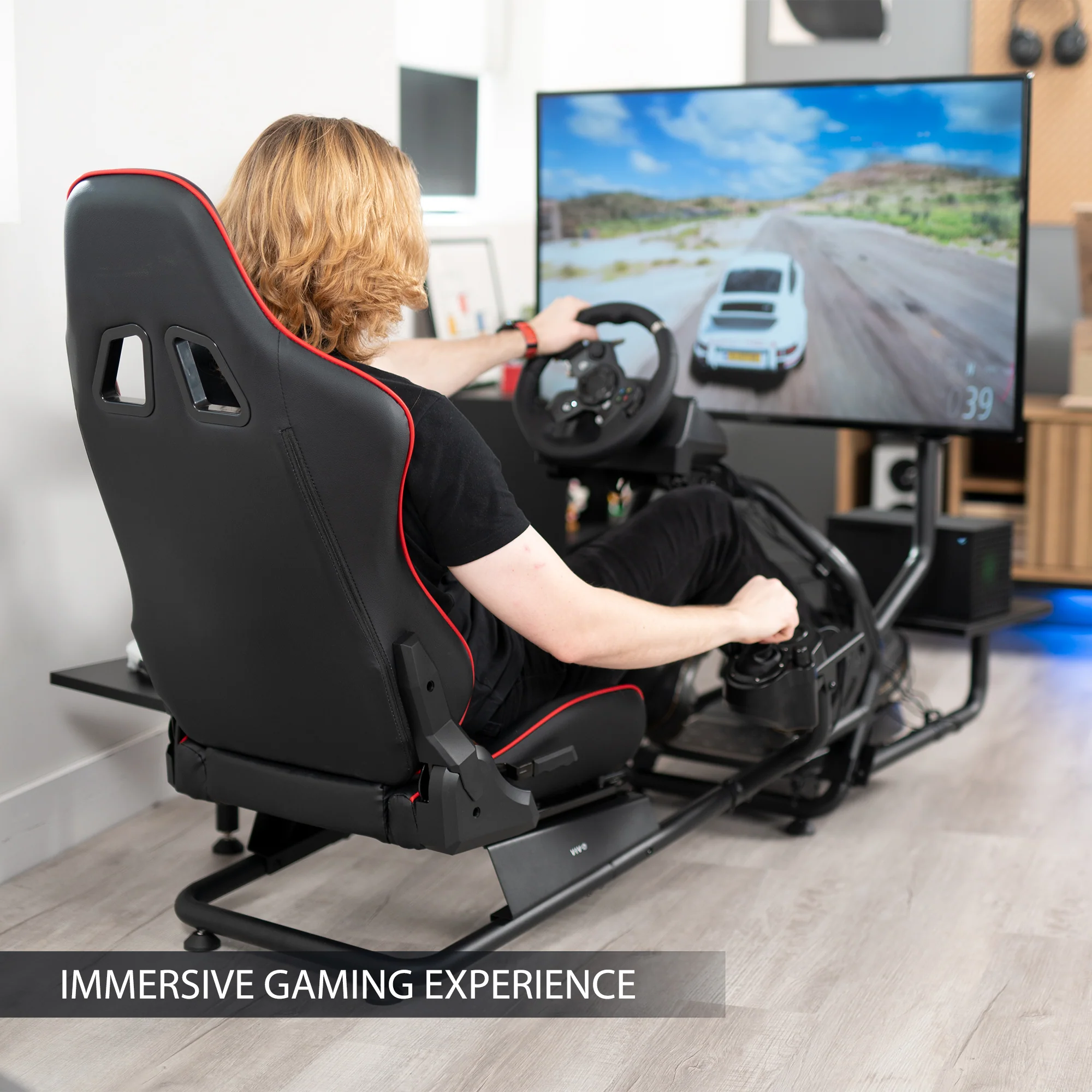 Racing Simulator Cockpit with TV Mount & Shelf Kit - Image 7
