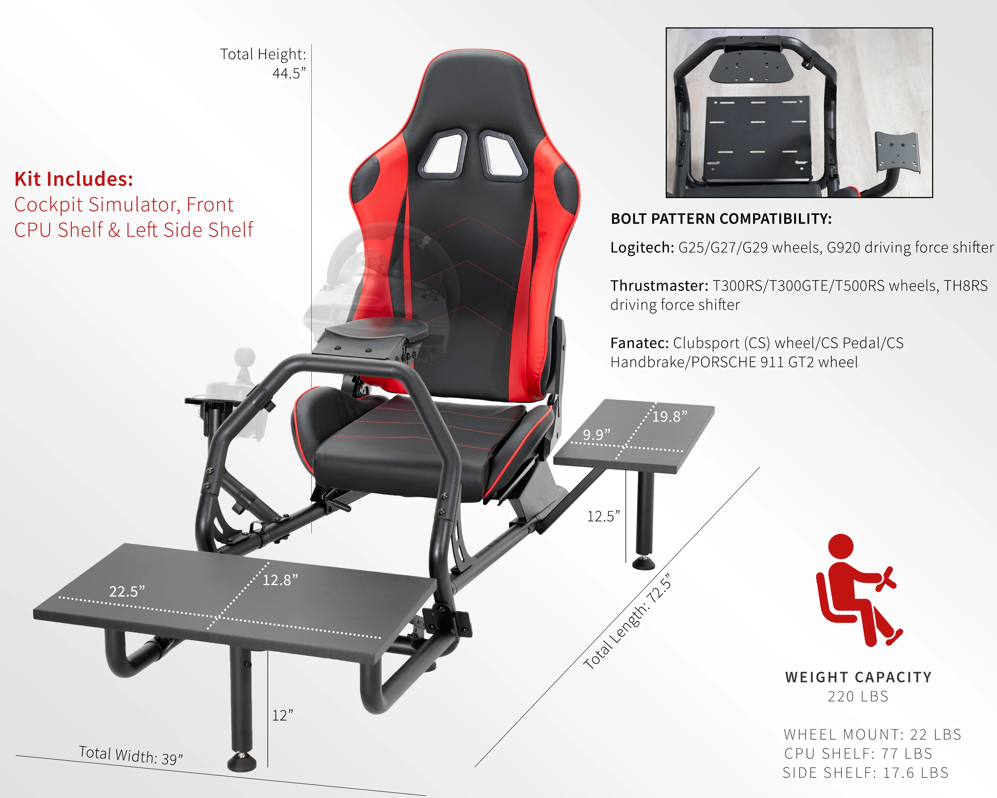 Racing Simulator Cockpit with Shelf Kit - Image 3