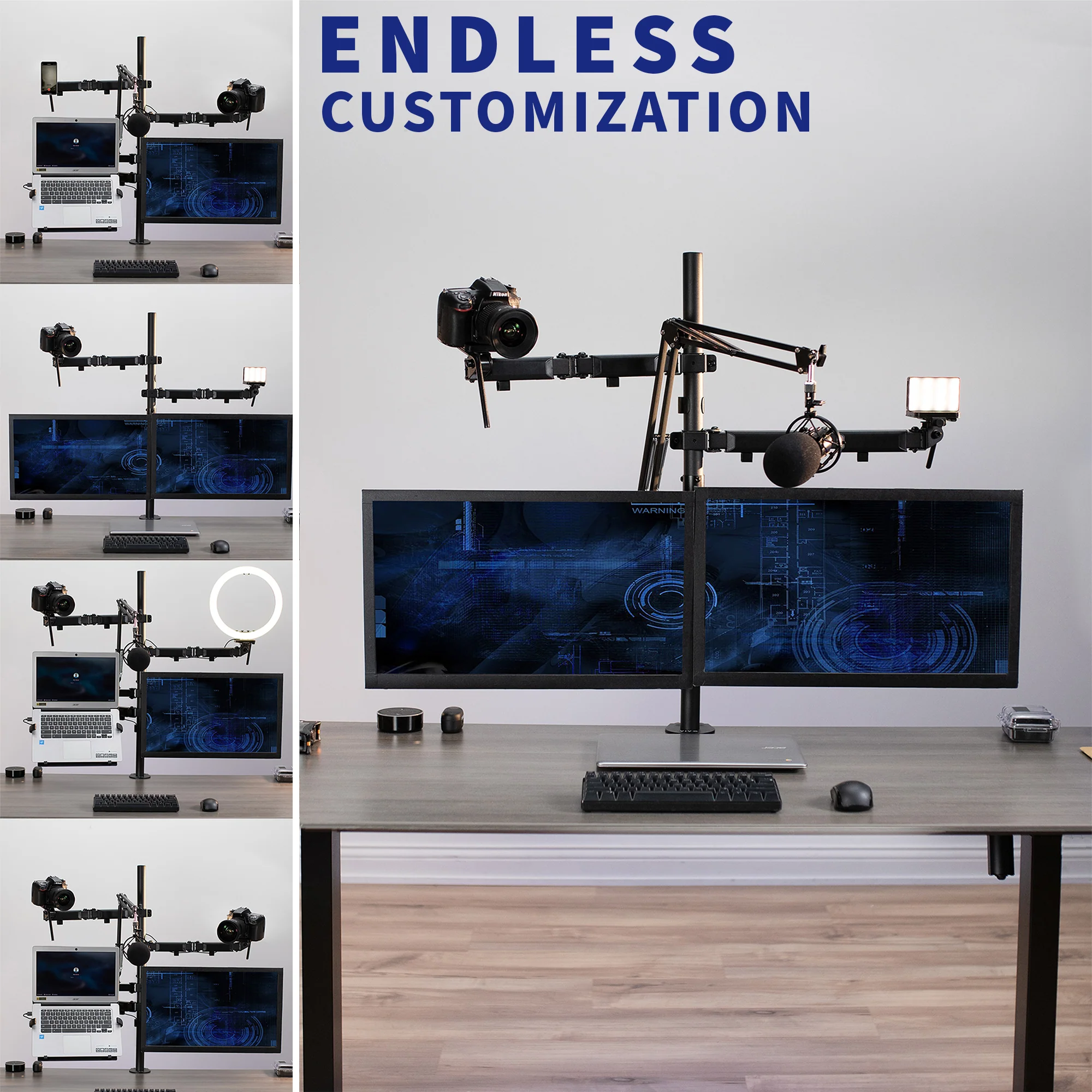 All-In-One Livestream Desk Mount - Up to 32" Screens, 15.6" Laptops - Image 8