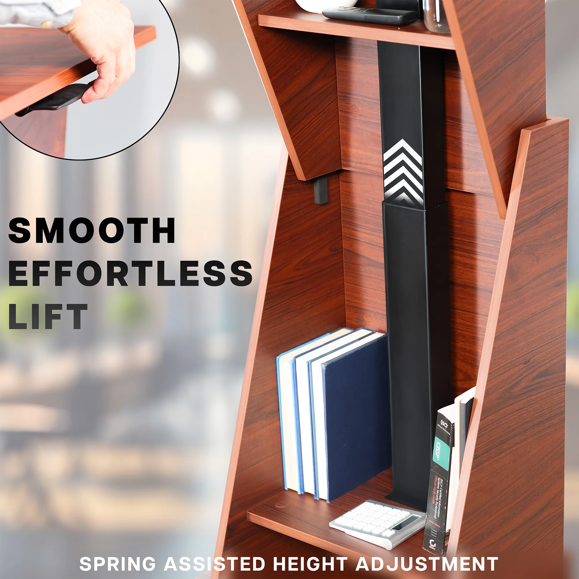 Dark Walnut Height Adjustable Podium - Image 3
