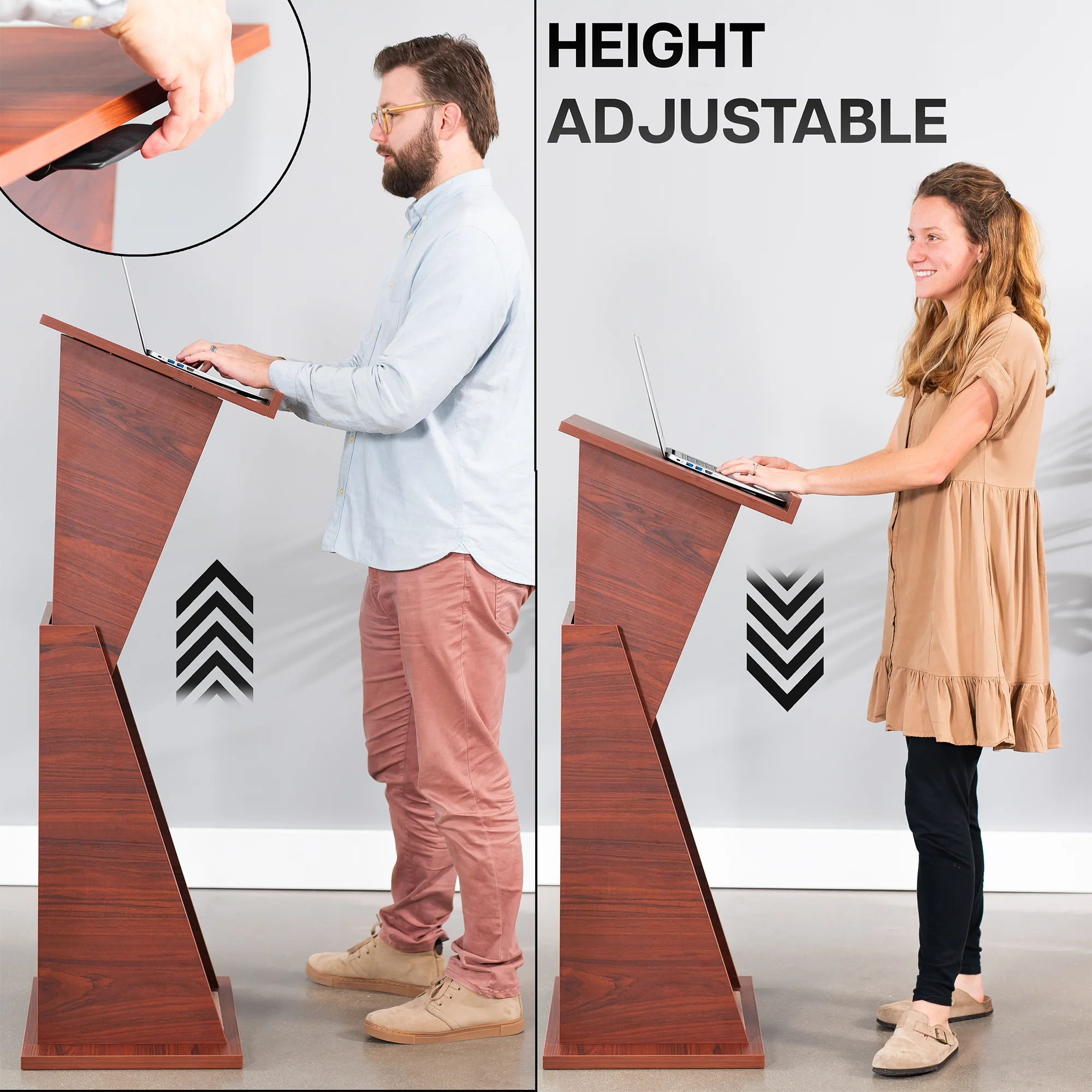 Dark Walnut Height Adjustable Podium - Image 9