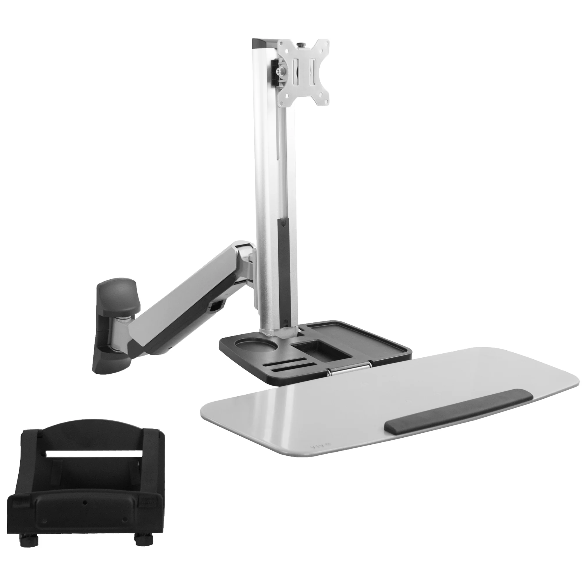 Silver Single 13" to 32" Monitor Sit to Stand Wall Mount - Image 10