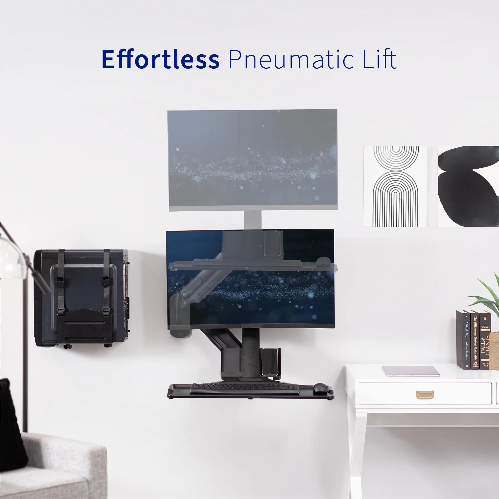 Single 17" to 32" Monitor Sit to Stand Wall Mount Workstation - Image 9