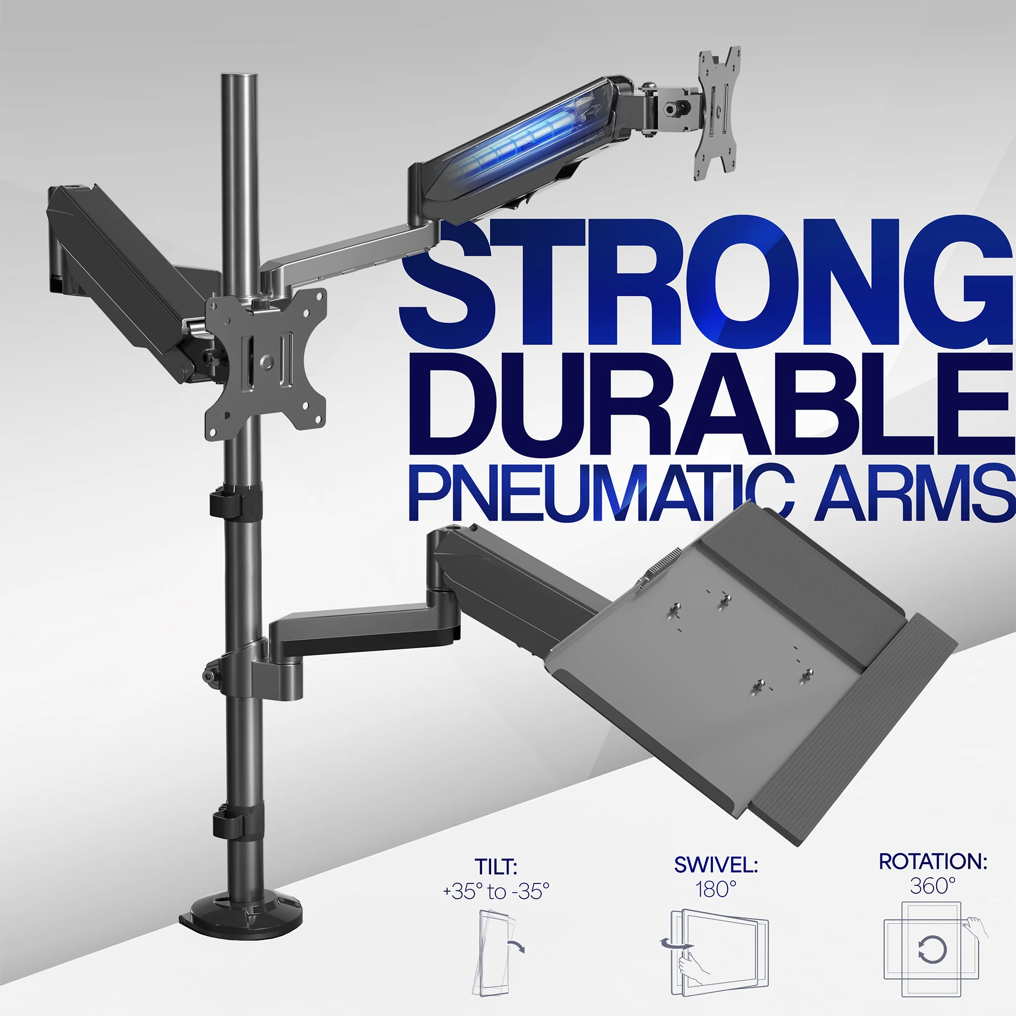 Dual 17" to 32" Monitor Sit to Stand Desk Mount Workstation - Image 6