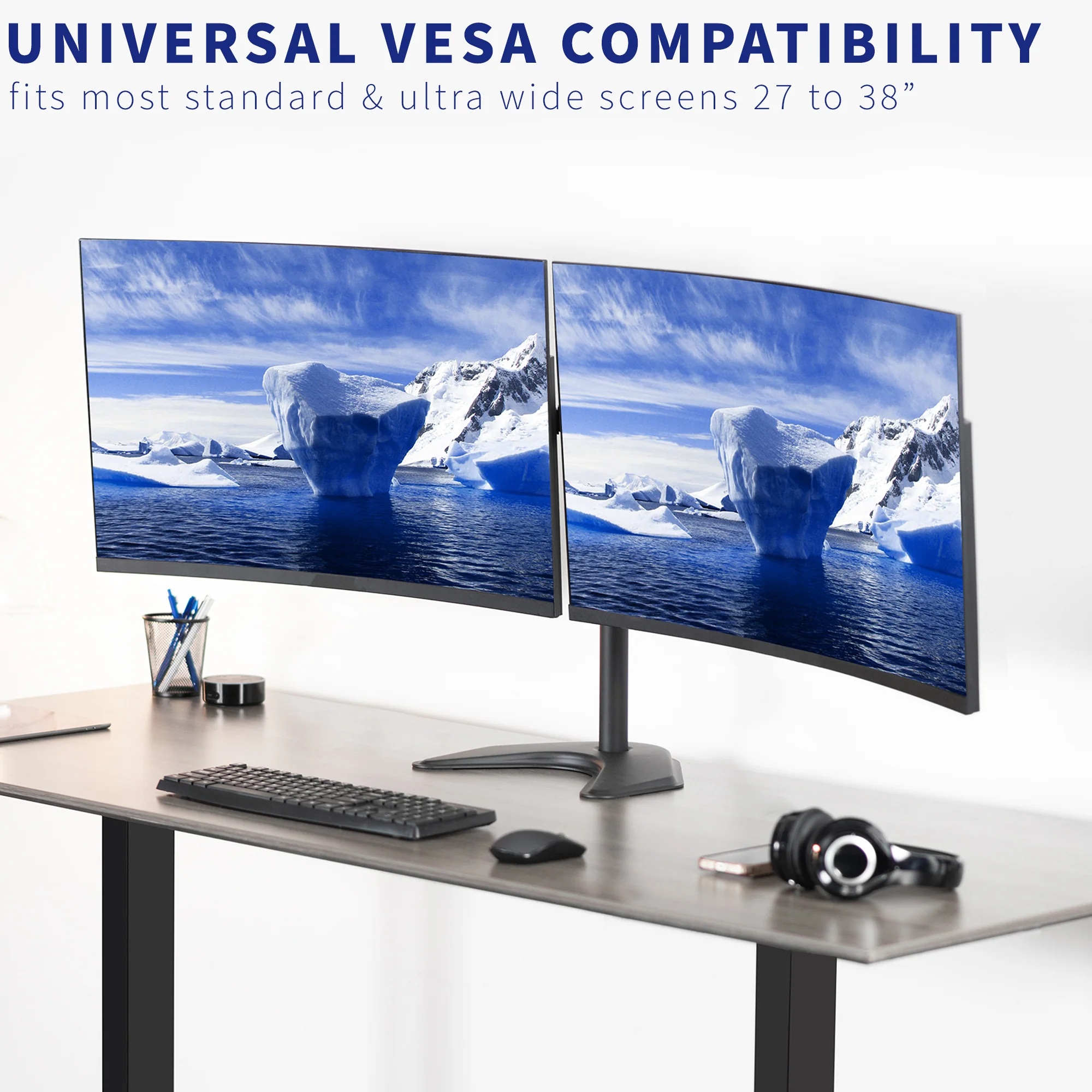 Telescoping Dual 27” to 38” Monitor Desk Stand - Image 4