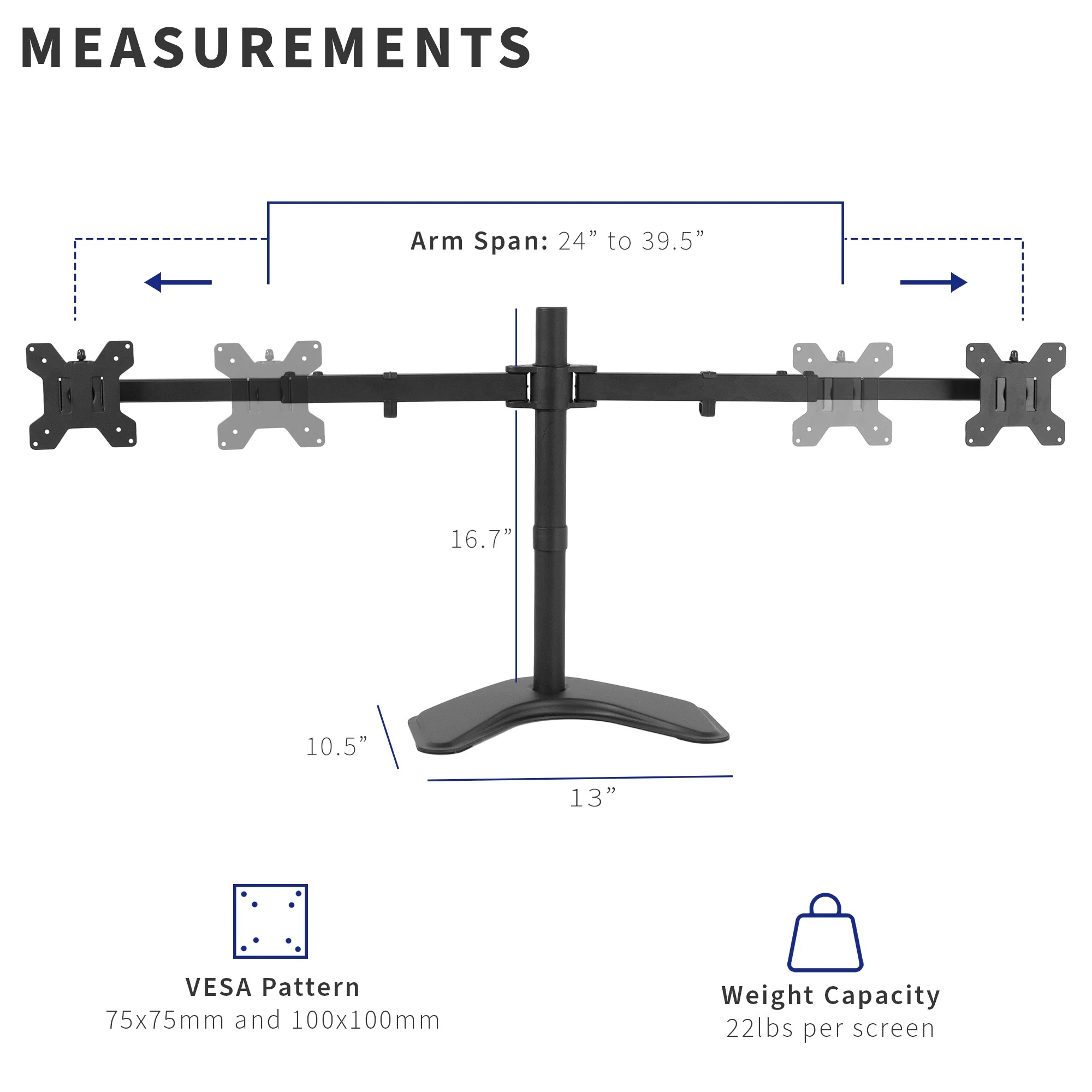 Telescoping Dual 27” to 38” Monitor Desk Stand - Image 7