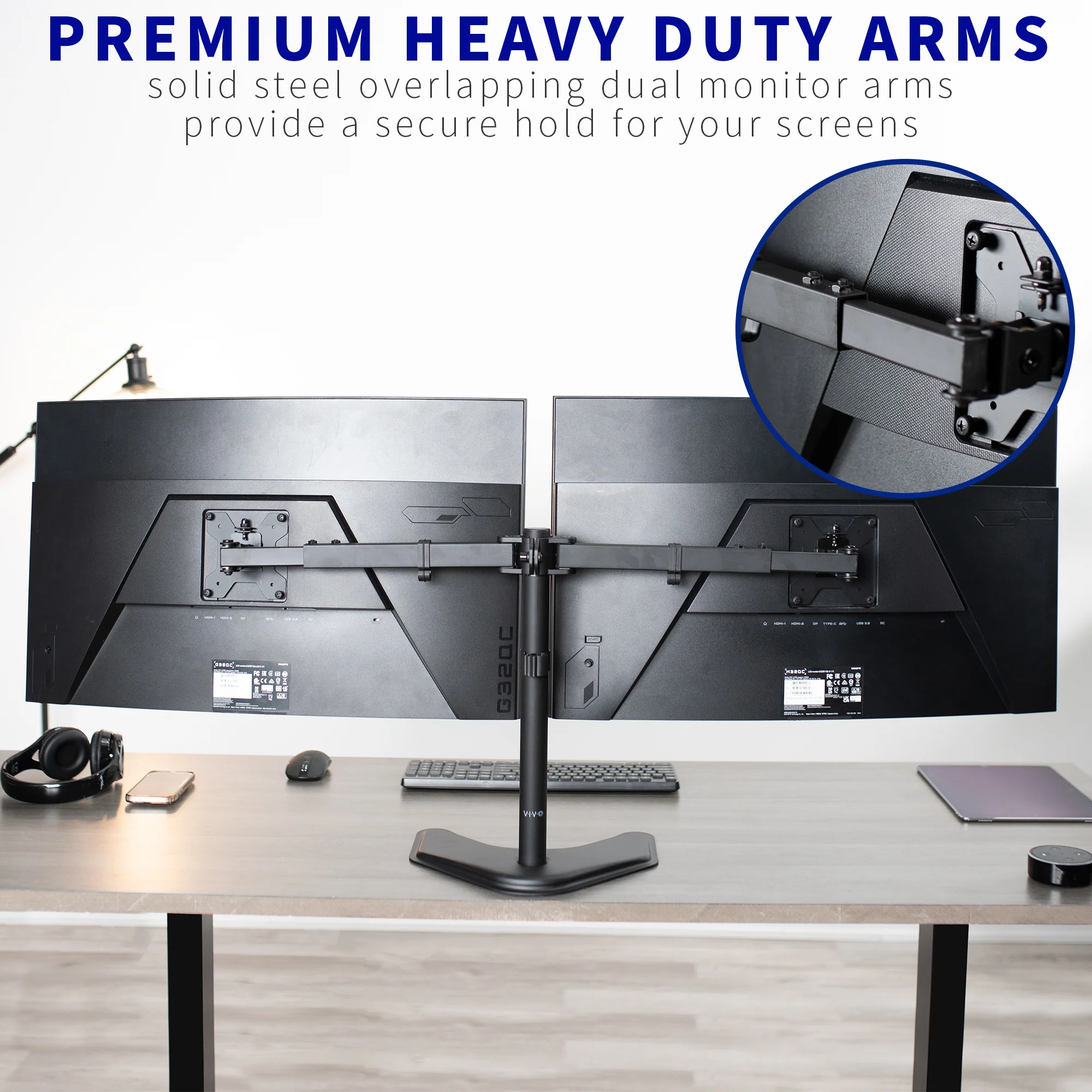 Telescoping Dual 27” to 38” Monitor Desk Stand - Image 8