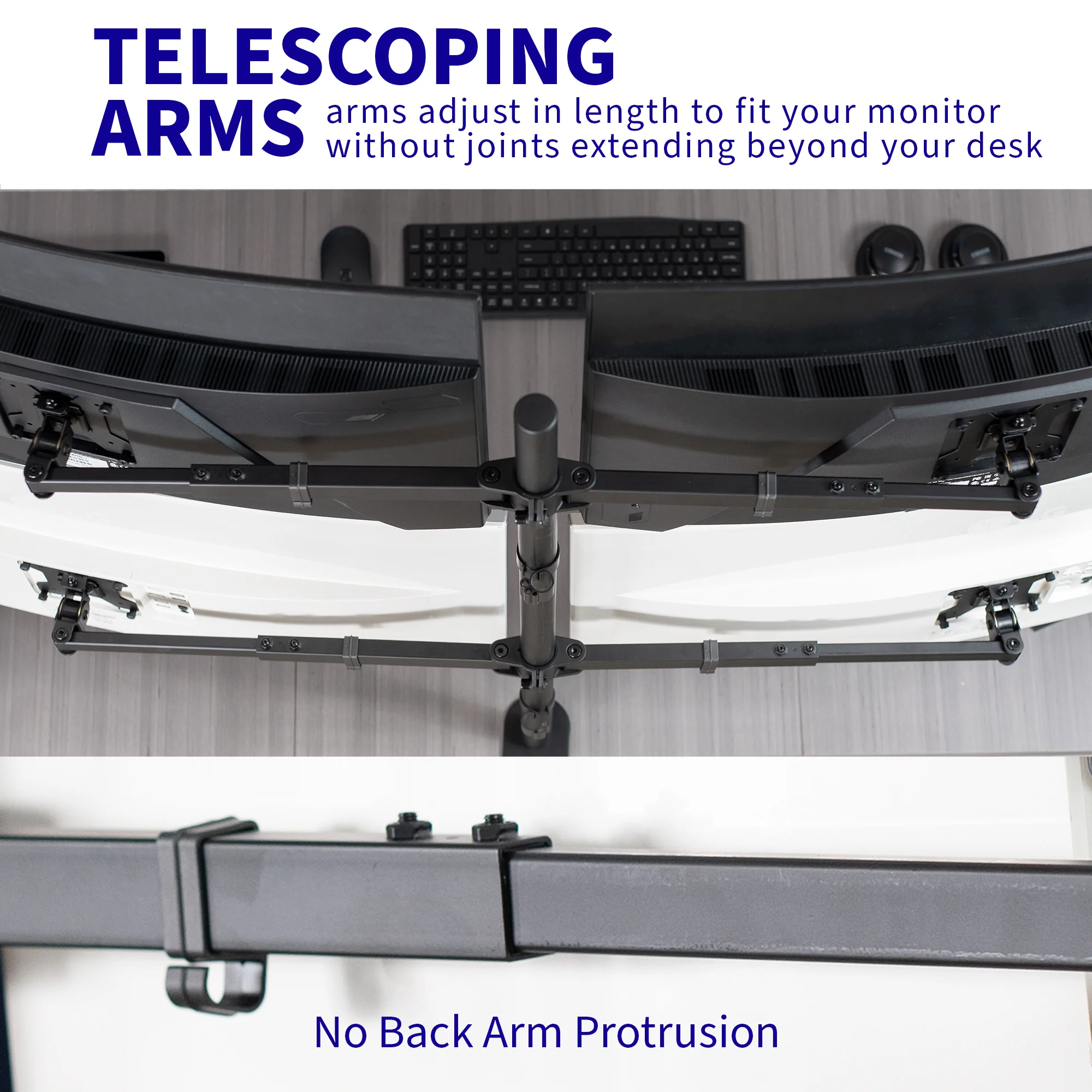 Telescoping Quad 27” to 38” Monitor Desk Mount - Image 4