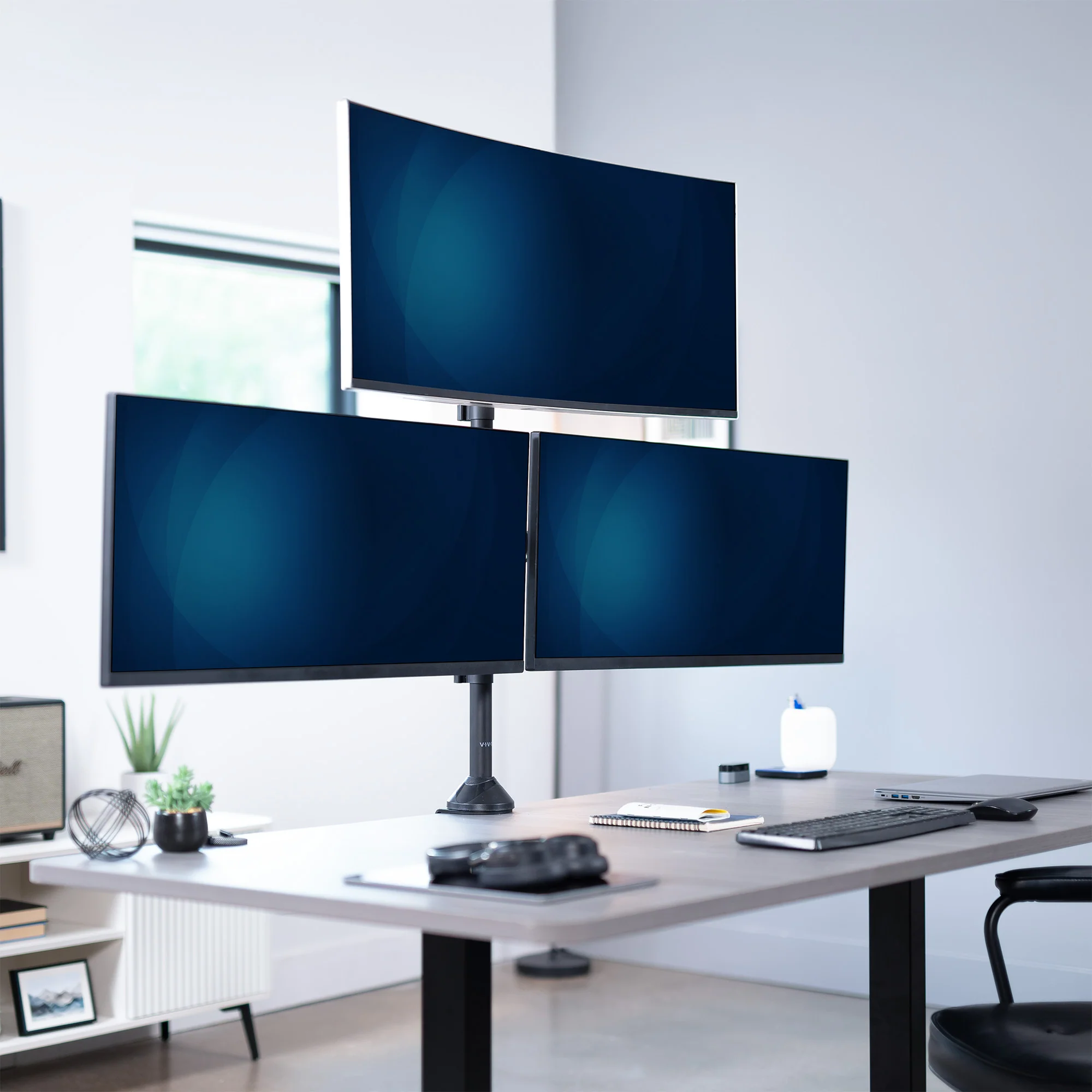 Telescoping Extra Tall Triple Ultrawide Monitor Desk Mount - Image 2