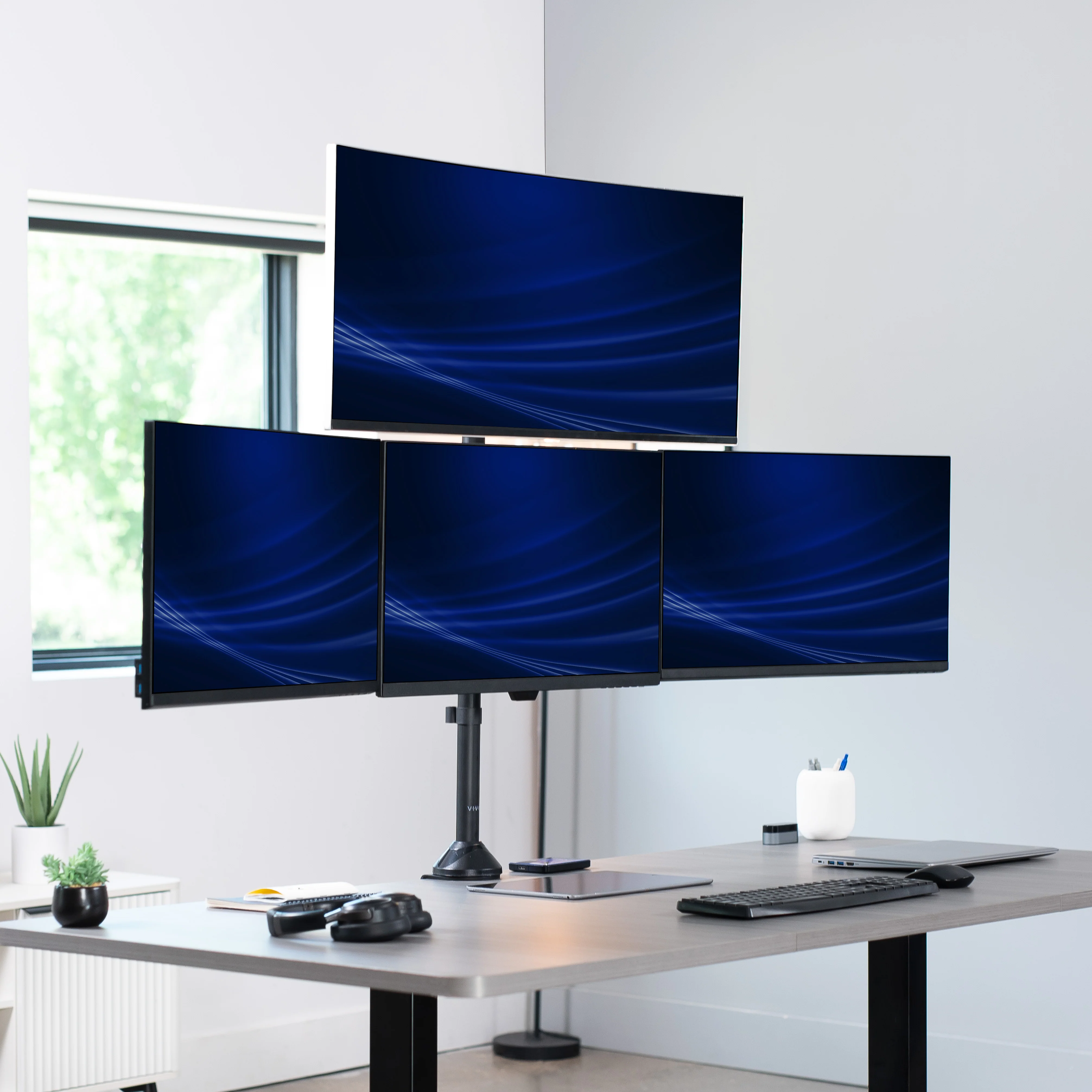 Telescoping Extra Tall Quad Ultrawide Monitor Desk Mount - Image 2
