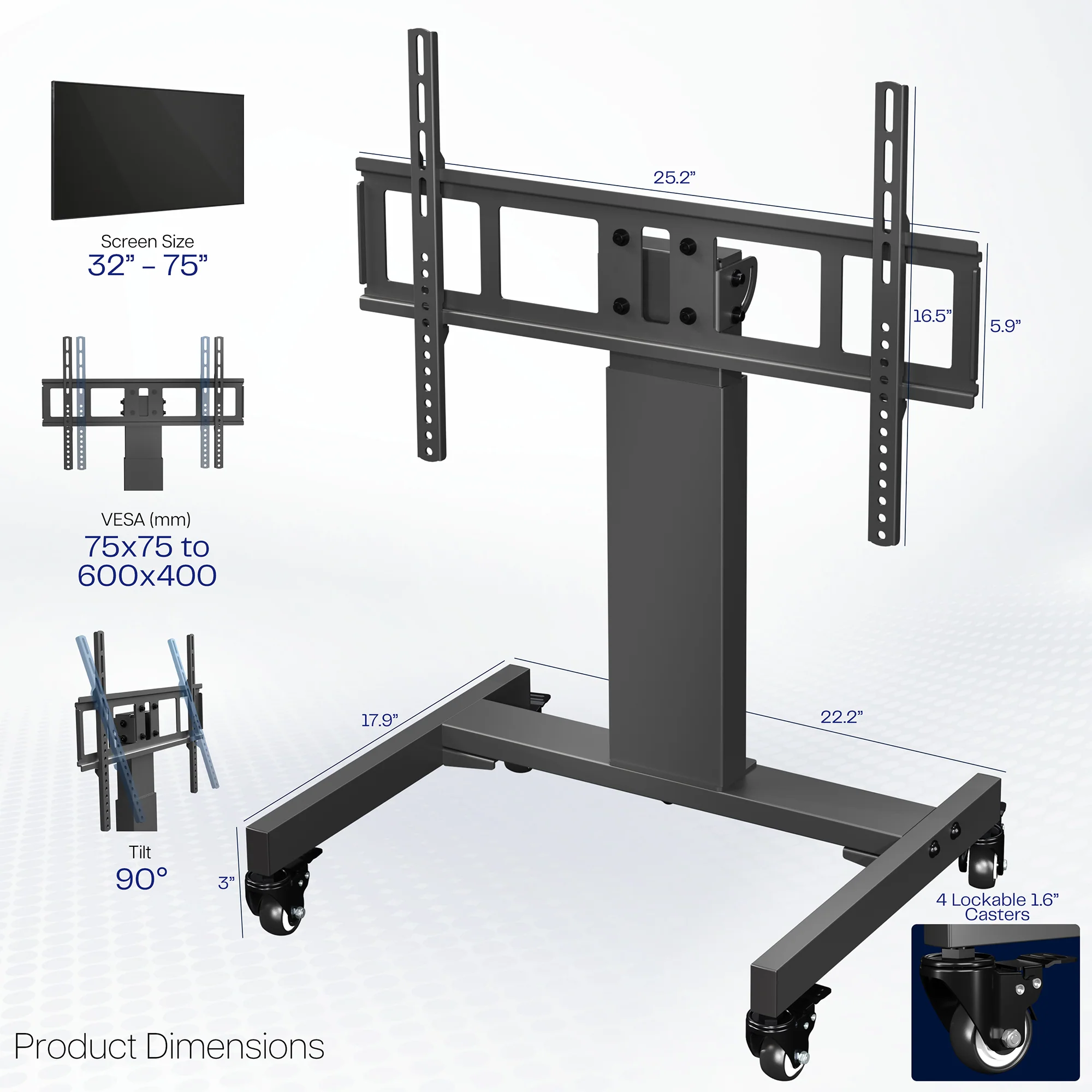 Low Height TV Cart for 32” to 75” Screens - Image 3