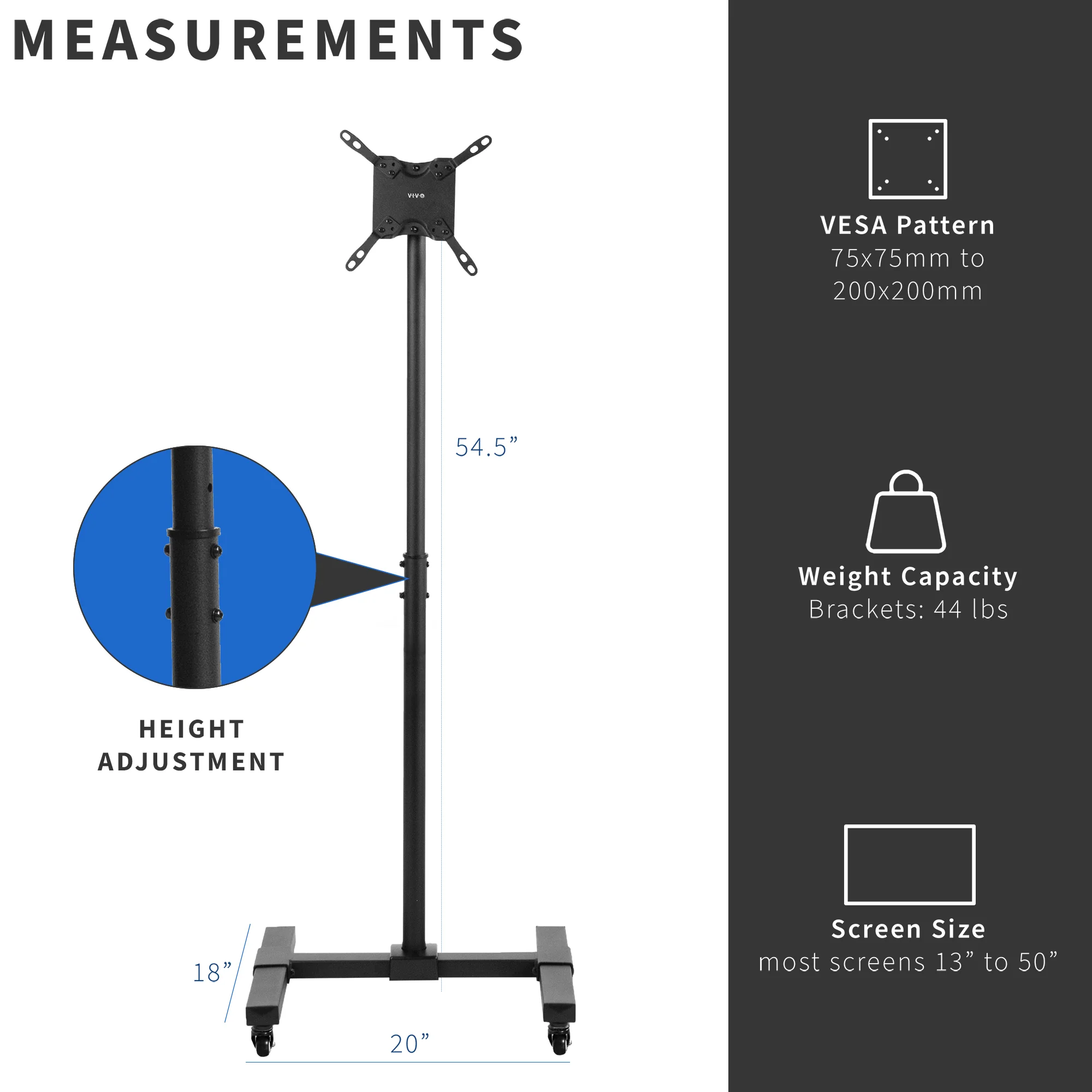TV Cart for 13" to 50" Screens - Image 4