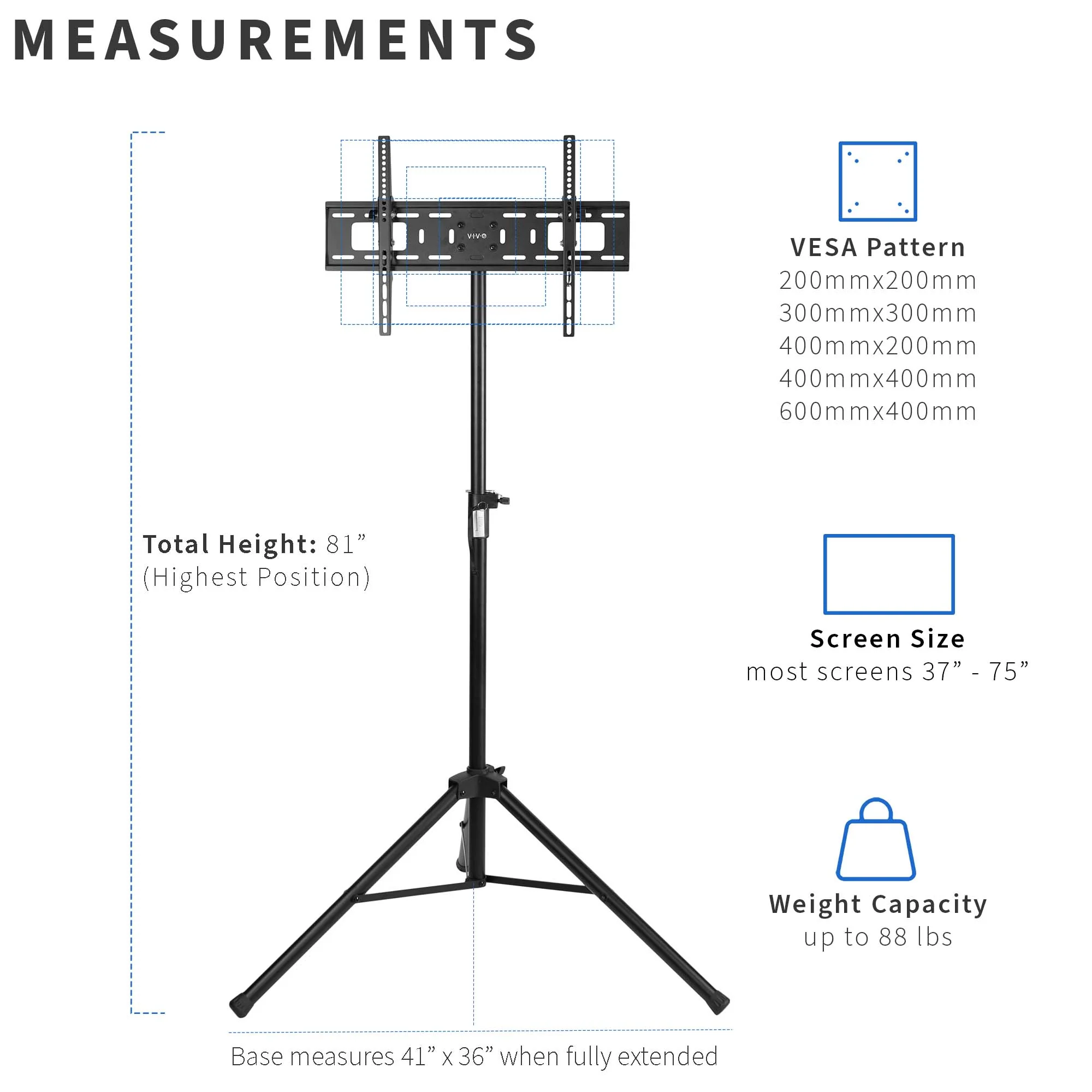 Portable Tripod TV Stand 35" to 75" - Image 12