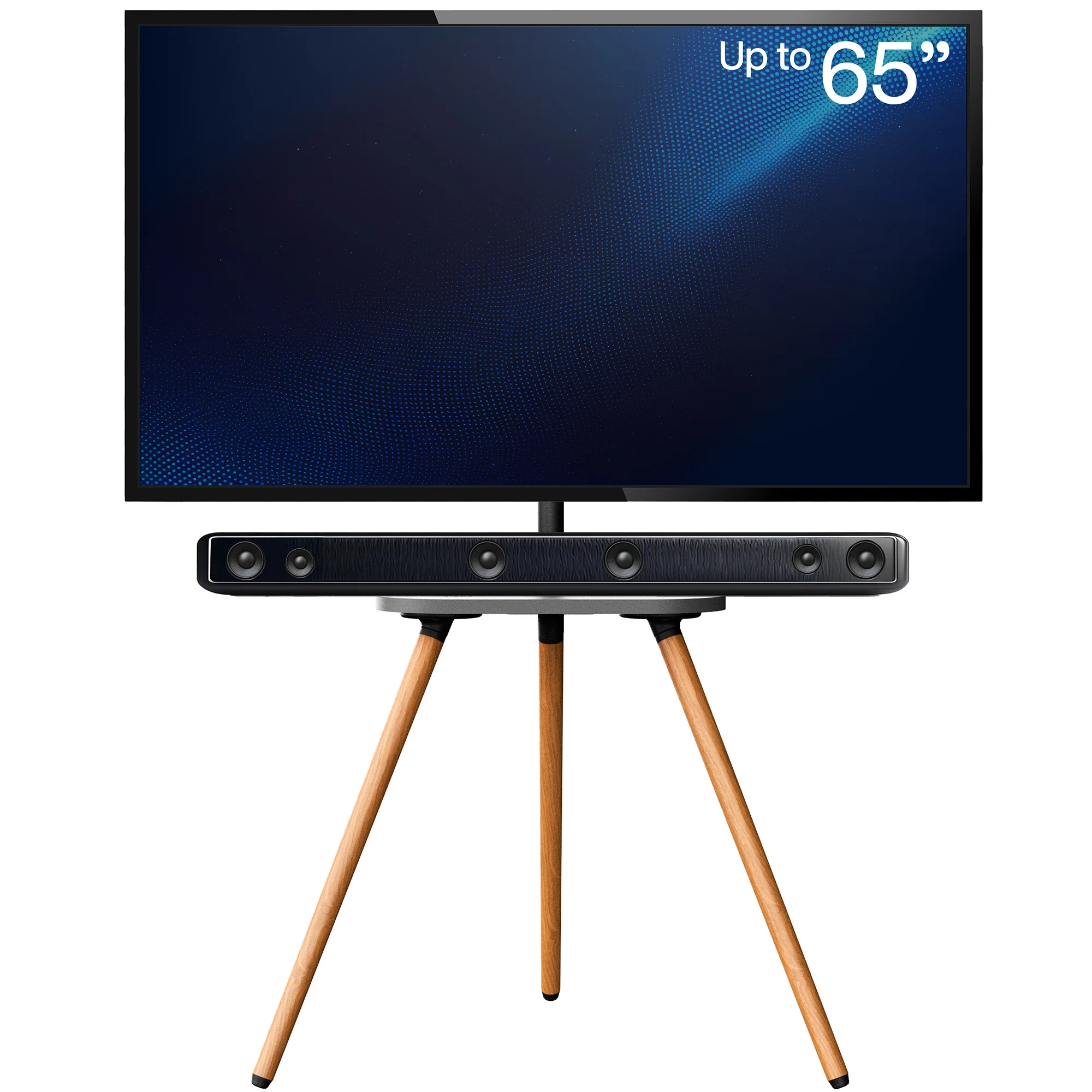 Dark Walnut Easel Studio TV Stand with Shelf - Image 10