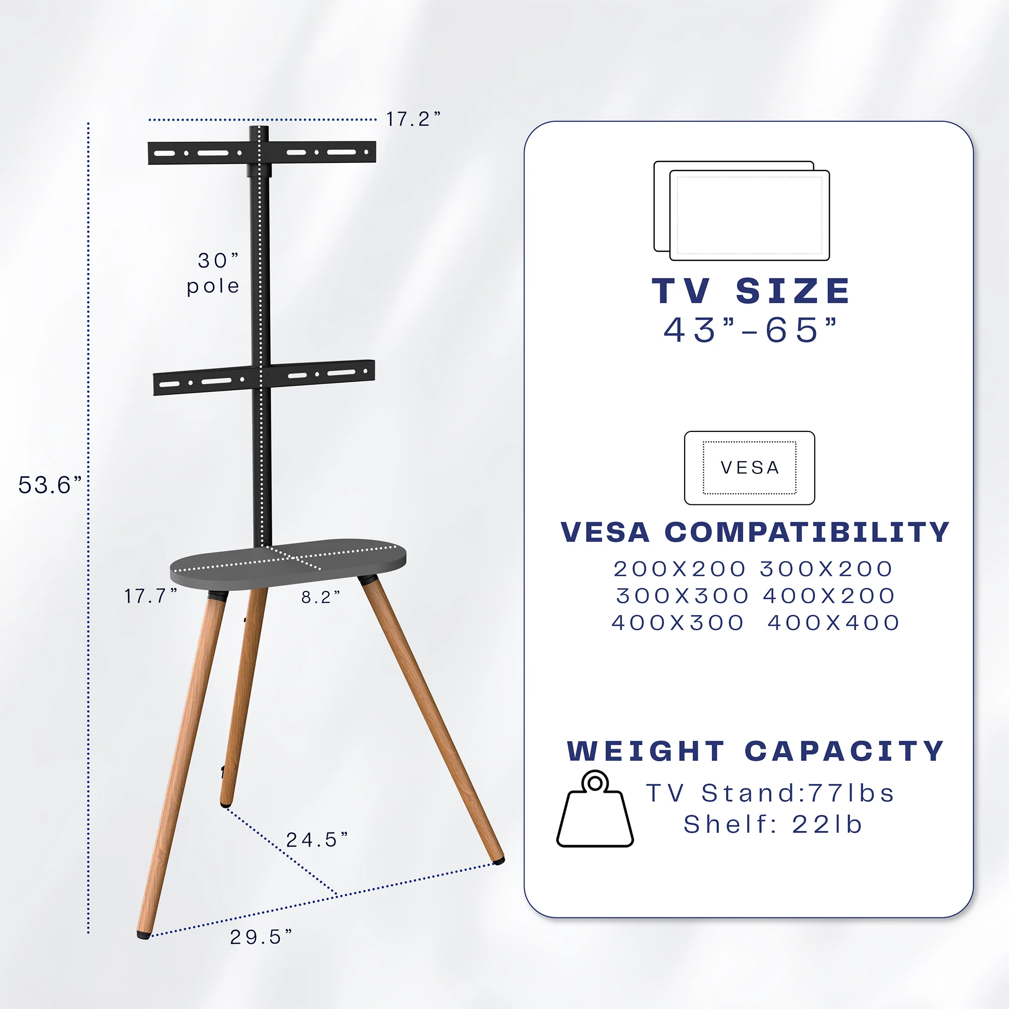 Dark Walnut Easel Studio TV Stand with Shelf - Image 3
