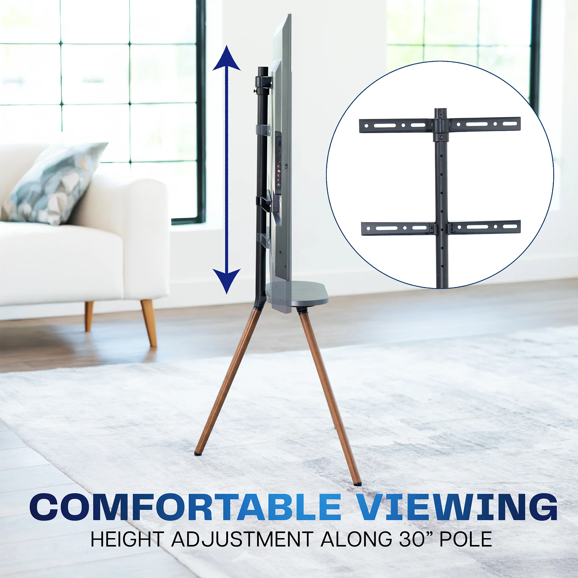 Dark Walnut Easel Studio TV Stand with Shelf - Image 4