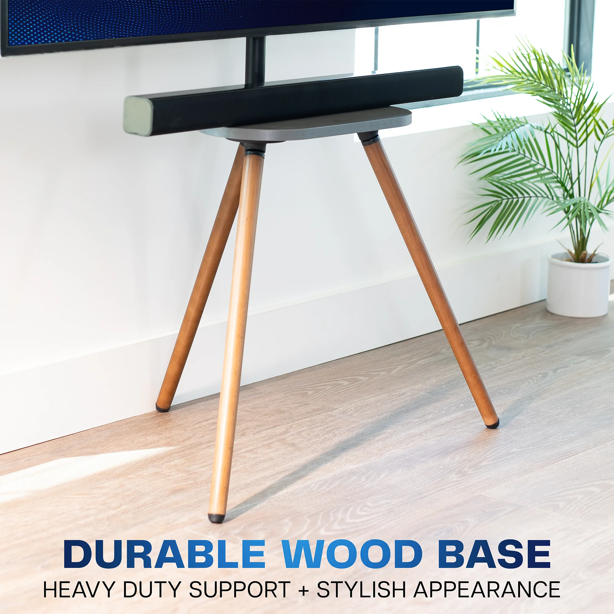 Dark Walnut Easel Studio TV Stand with Shelf - Image 5