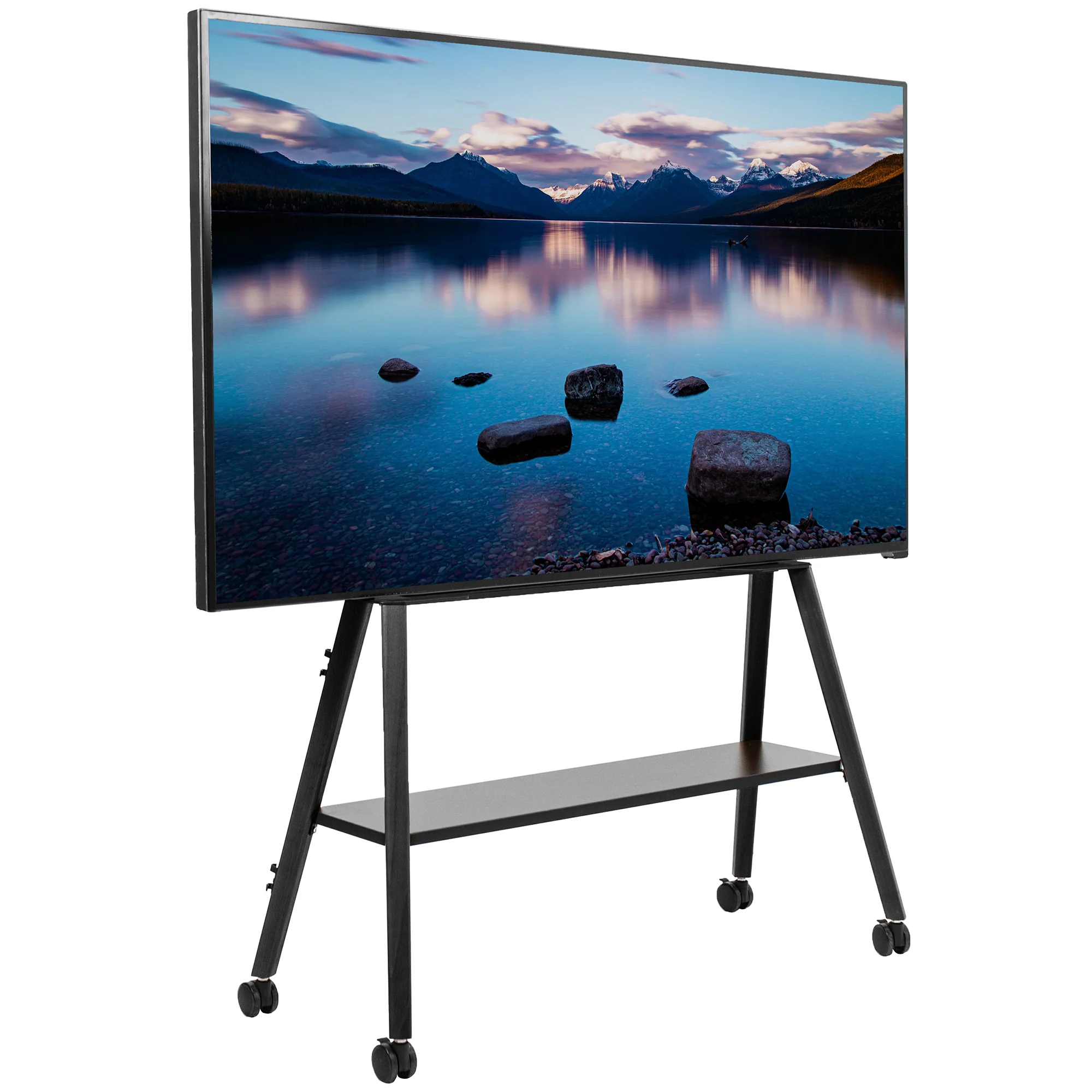 Mobile Easel TV Stand with Shelf for 43” to 75” TVs - Image 10