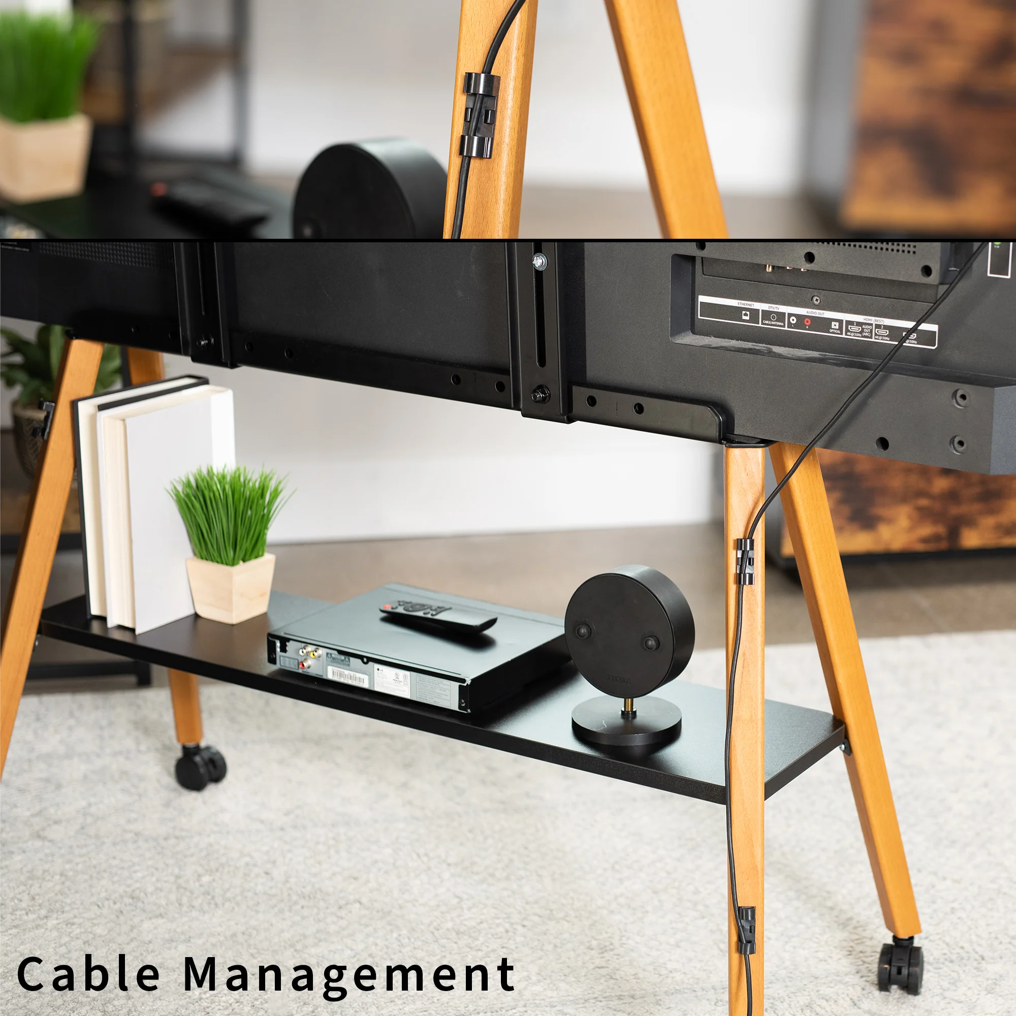 Mobile Easel TV Stand with Shelf for 43” to 75” TVs - Image 6