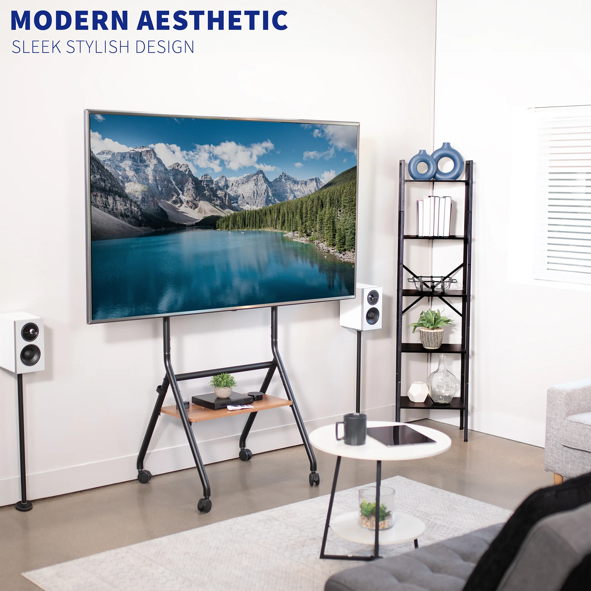 Mobile Studio TV Stand with Shelf for 37” to 86” TVs - Image 10
