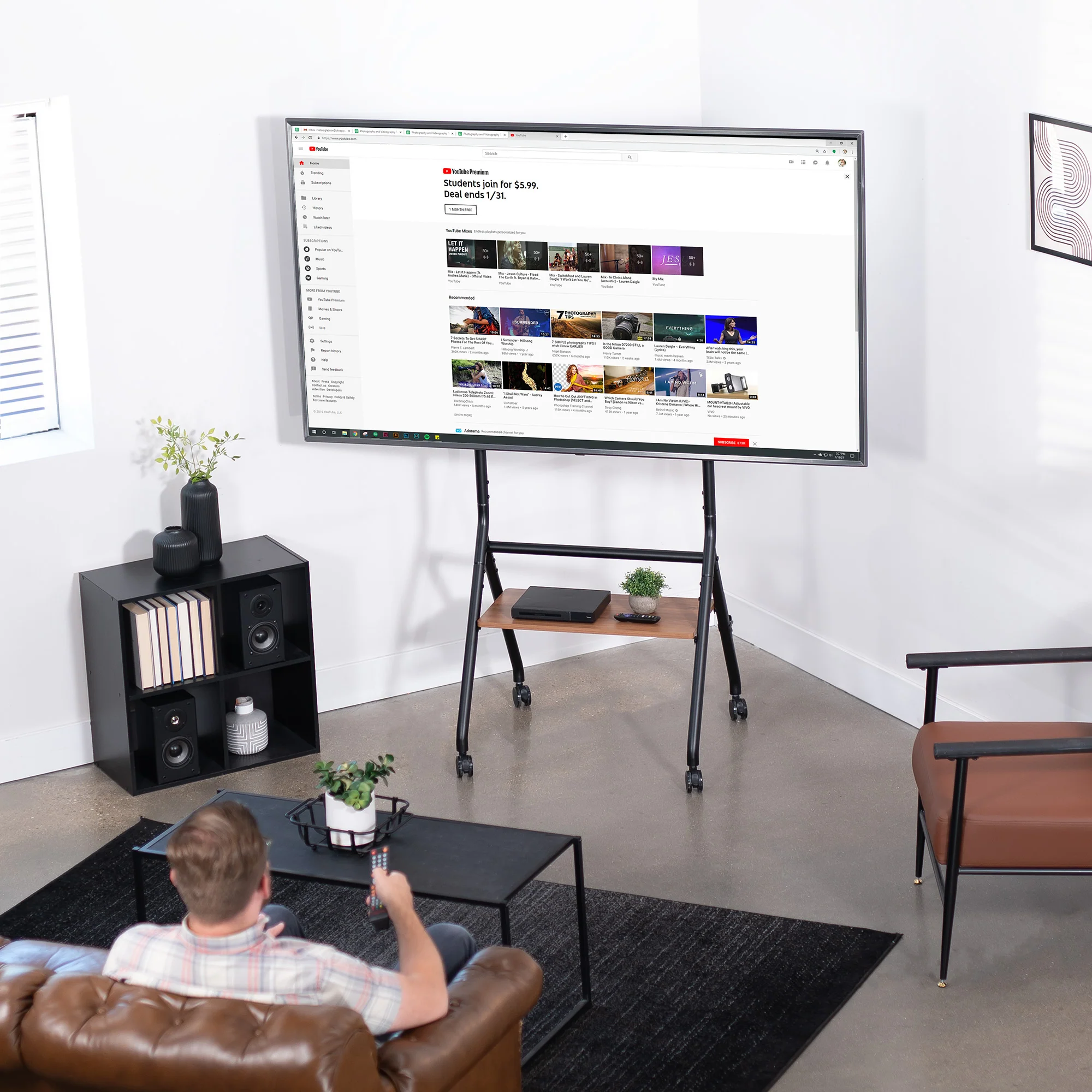 Mobile Studio TV Stand with Shelf for 37” to 86” TVs - Image 11