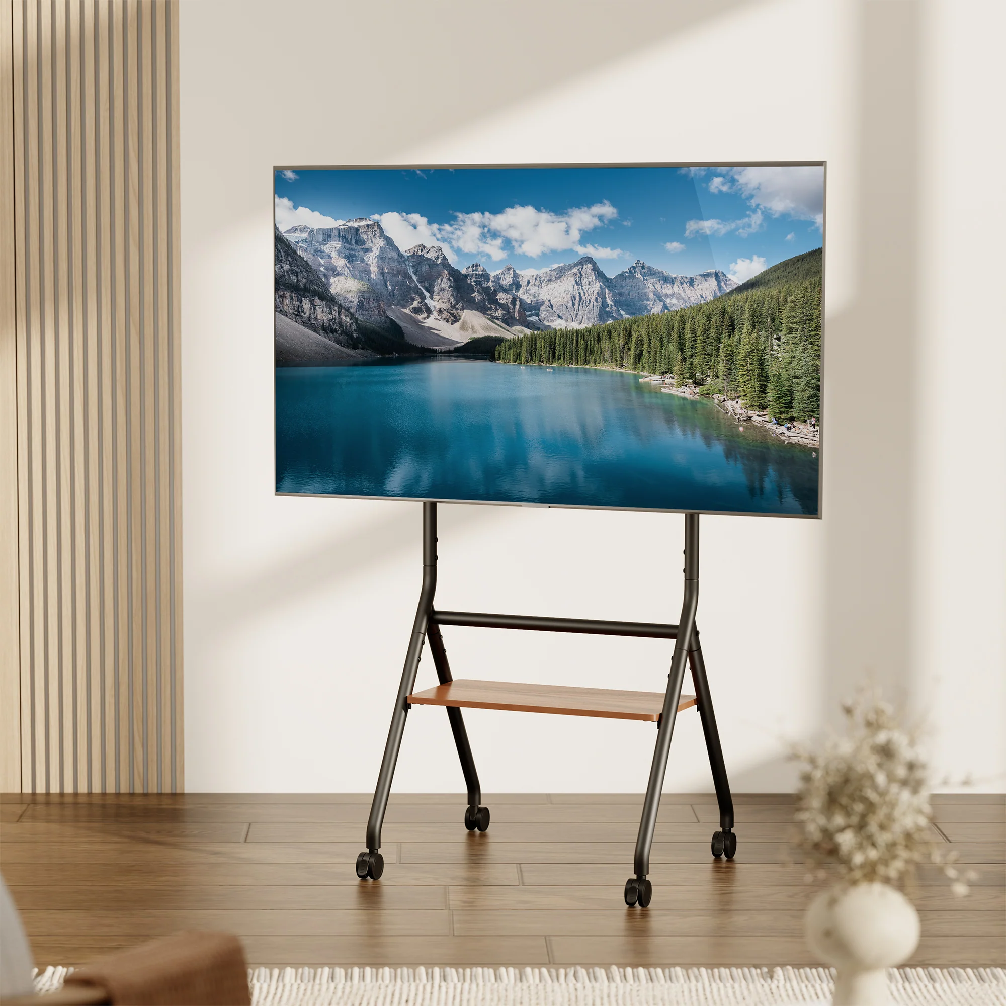 Mobile Studio TV Stand with Shelf for 37” to 86” TVs - Image 2