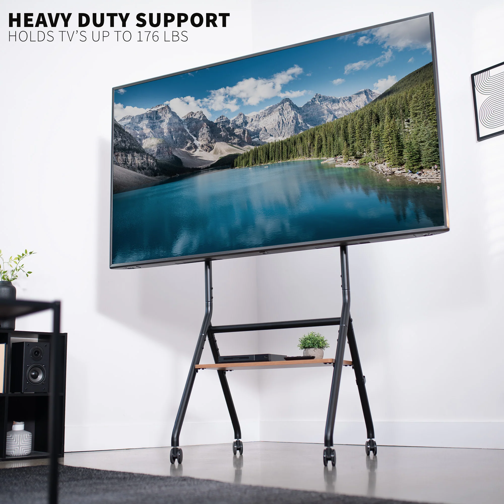 Mobile Studio TV Stand with Shelf for 37” to 86” TVs - Image 4