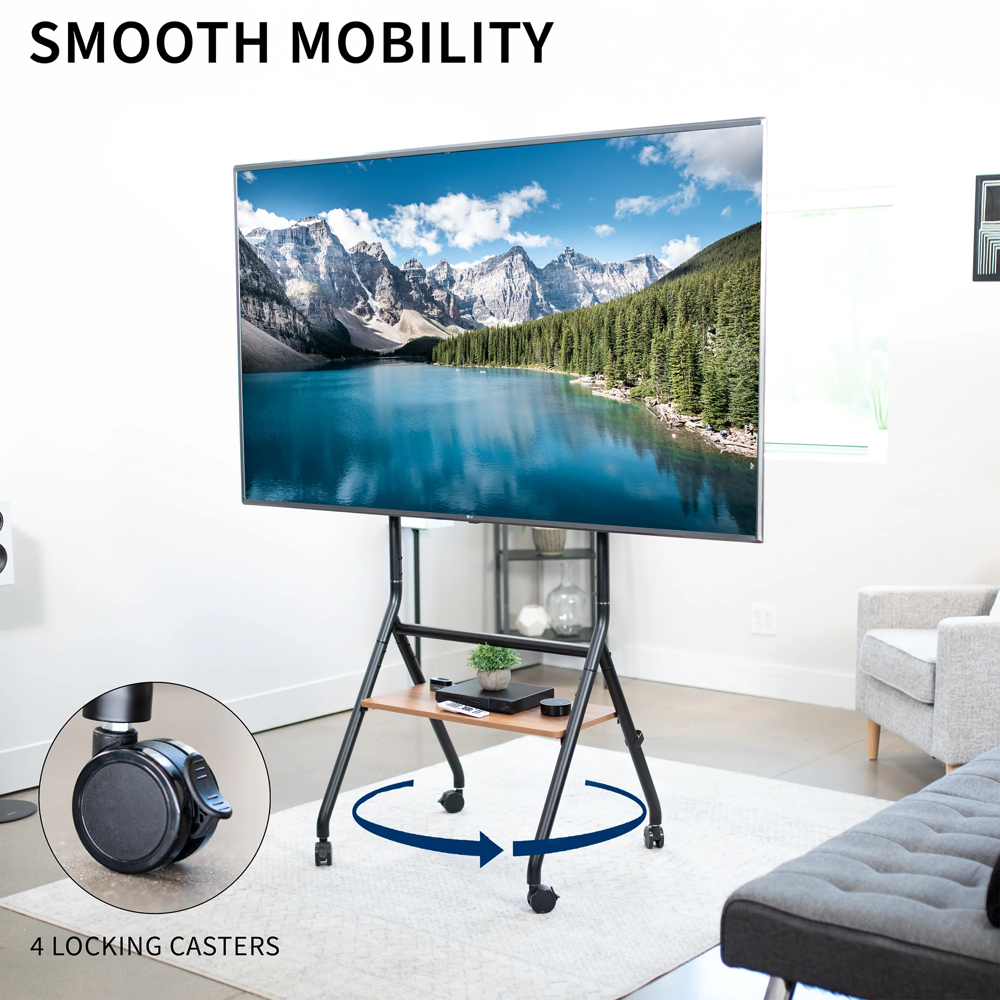 Mobile Studio TV Stand with Shelf for 37” to 86” TVs - Image 6