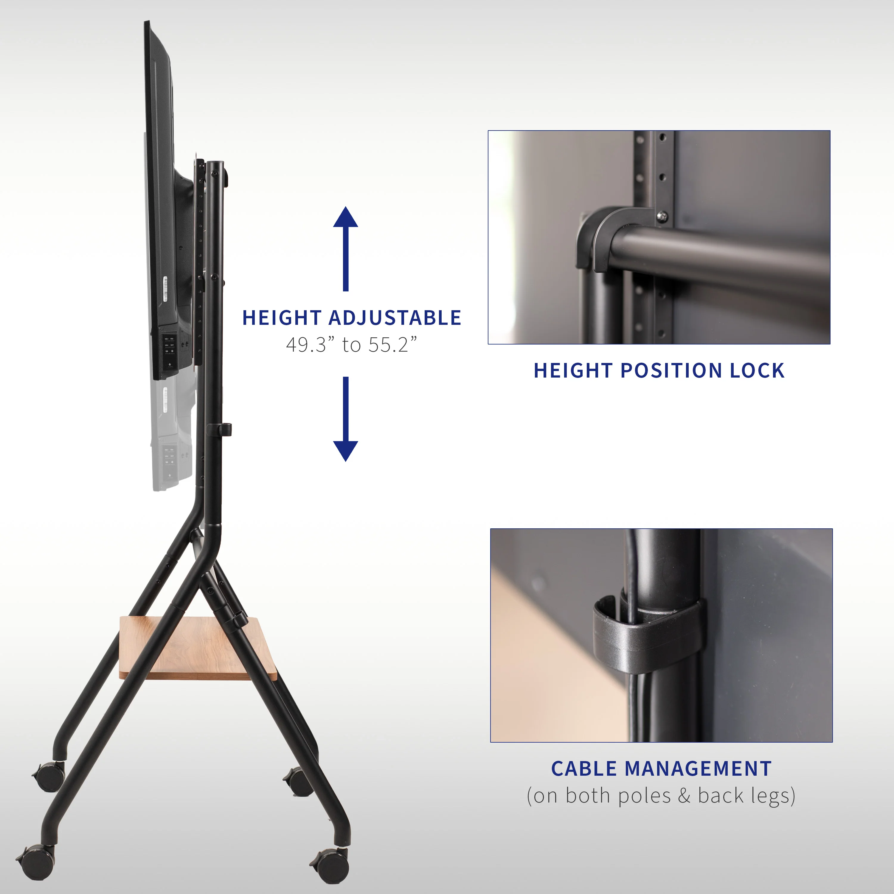 Mobile Studio TV Stand with Shelf for 37” to 86” TVs - Image 7