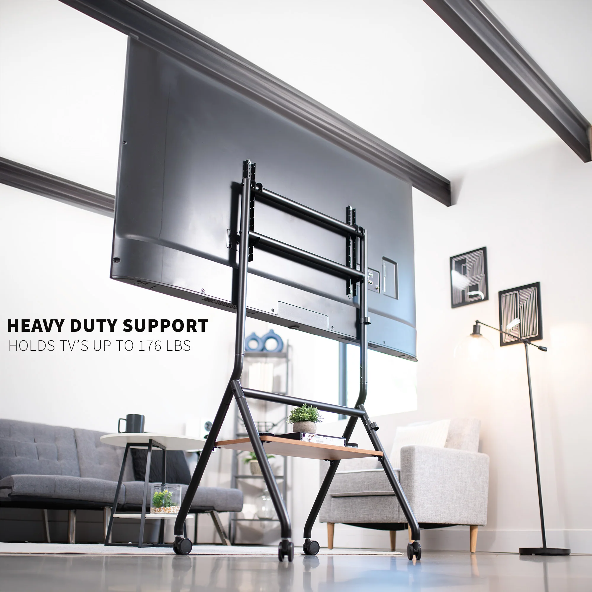 Mobile Studio TV Stand with Shelf for 37” to 86” TVs - Image 8
