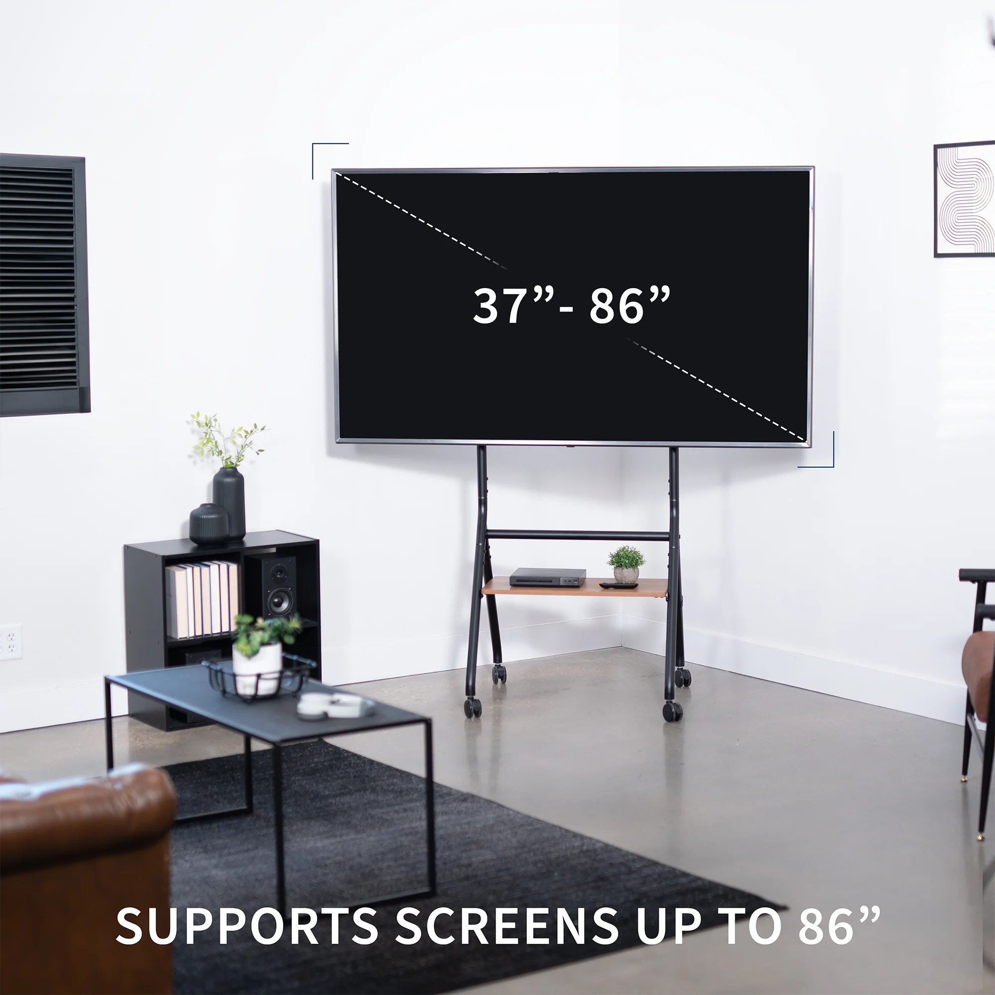 Mobile Studio TV Stand with Shelf for 37” to 86” TVs - Image 9