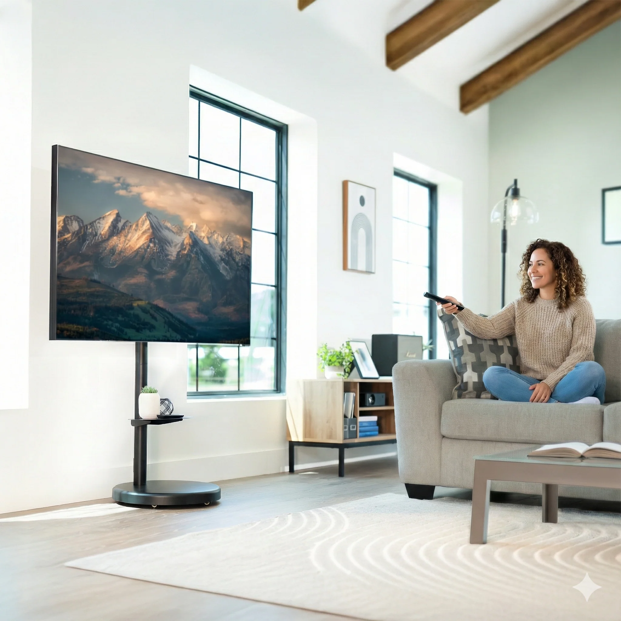 Mobile 32" to 86" TV Floor Stand with Shelf - Image 2