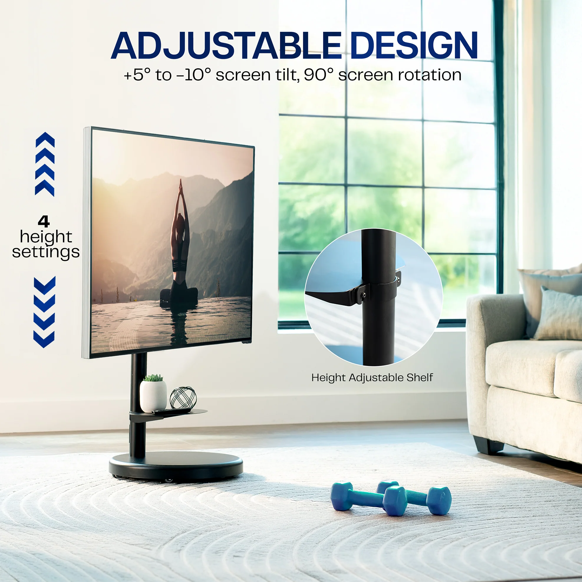 Mobile 32" to 86" TV Floor Stand with Shelf - Image 3