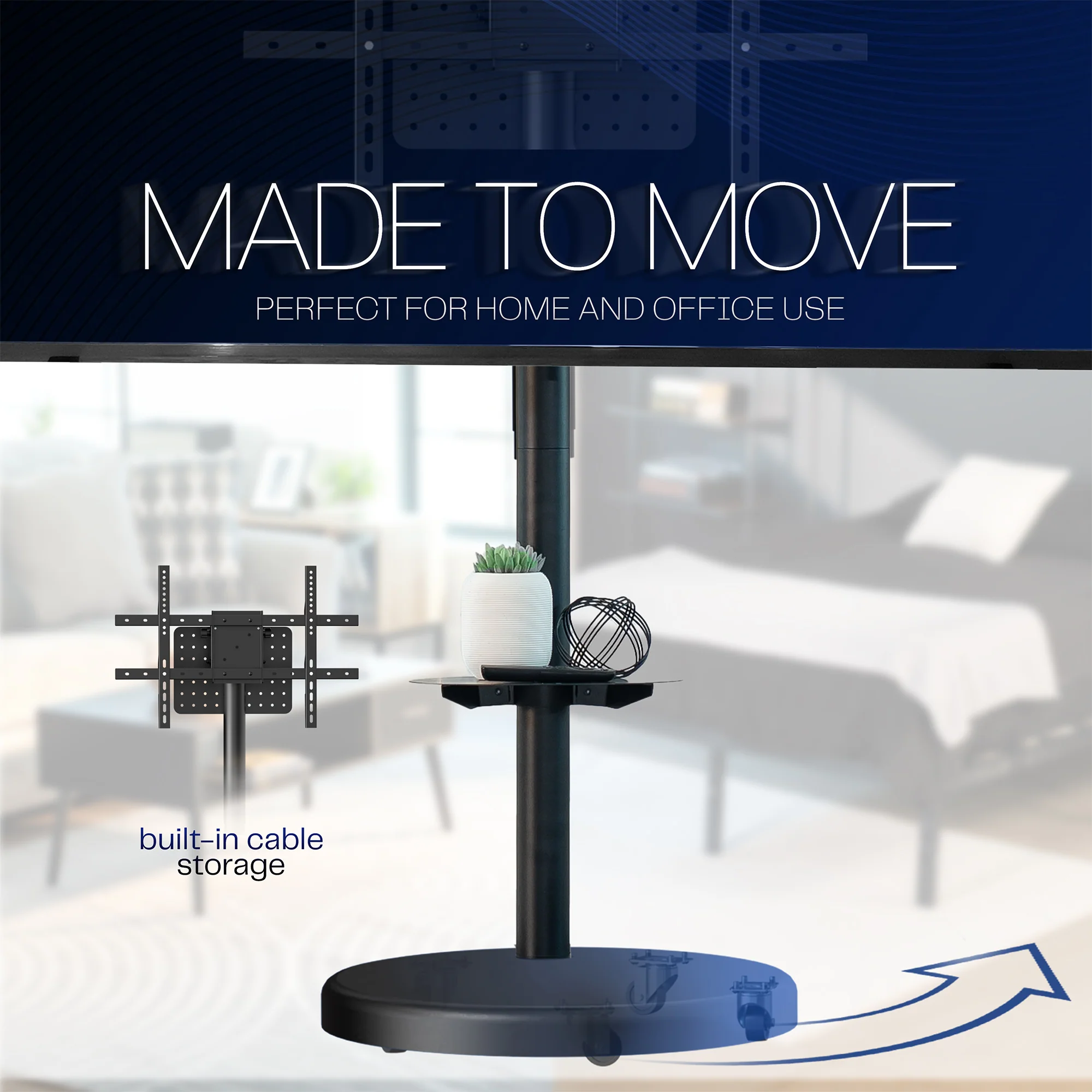 Mobile 32" to 86" TV Floor Stand with Shelf - Image 5